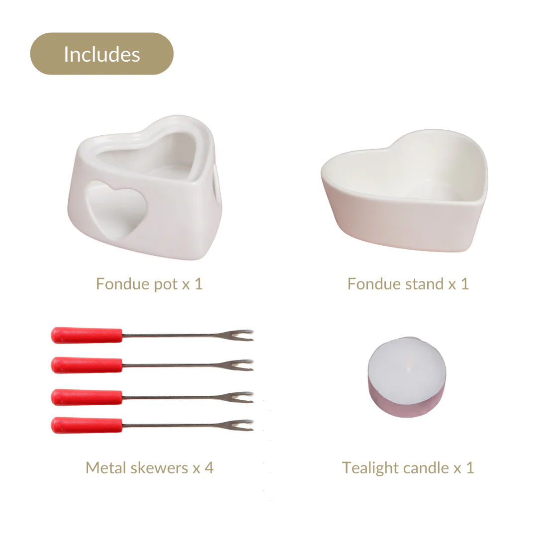 Heart Ceramic Chocolate And Cheese Fondue Set - Image 6