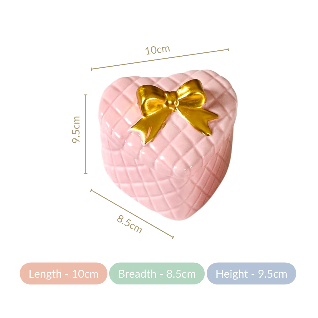 Heart Shaped Ceramic Gift Box Set Of 2 Pink - Image 4