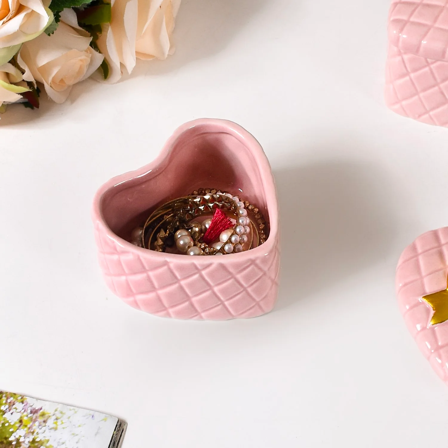 Heart Shaped Ceramic Gift Box Set Of 2 Pink - Image 7