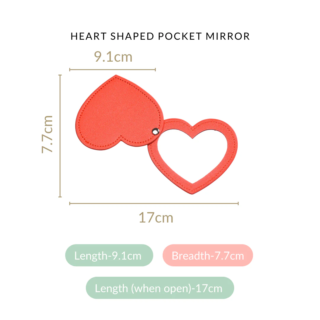 Heart Shaped Pocket Mirror Red - Image 4