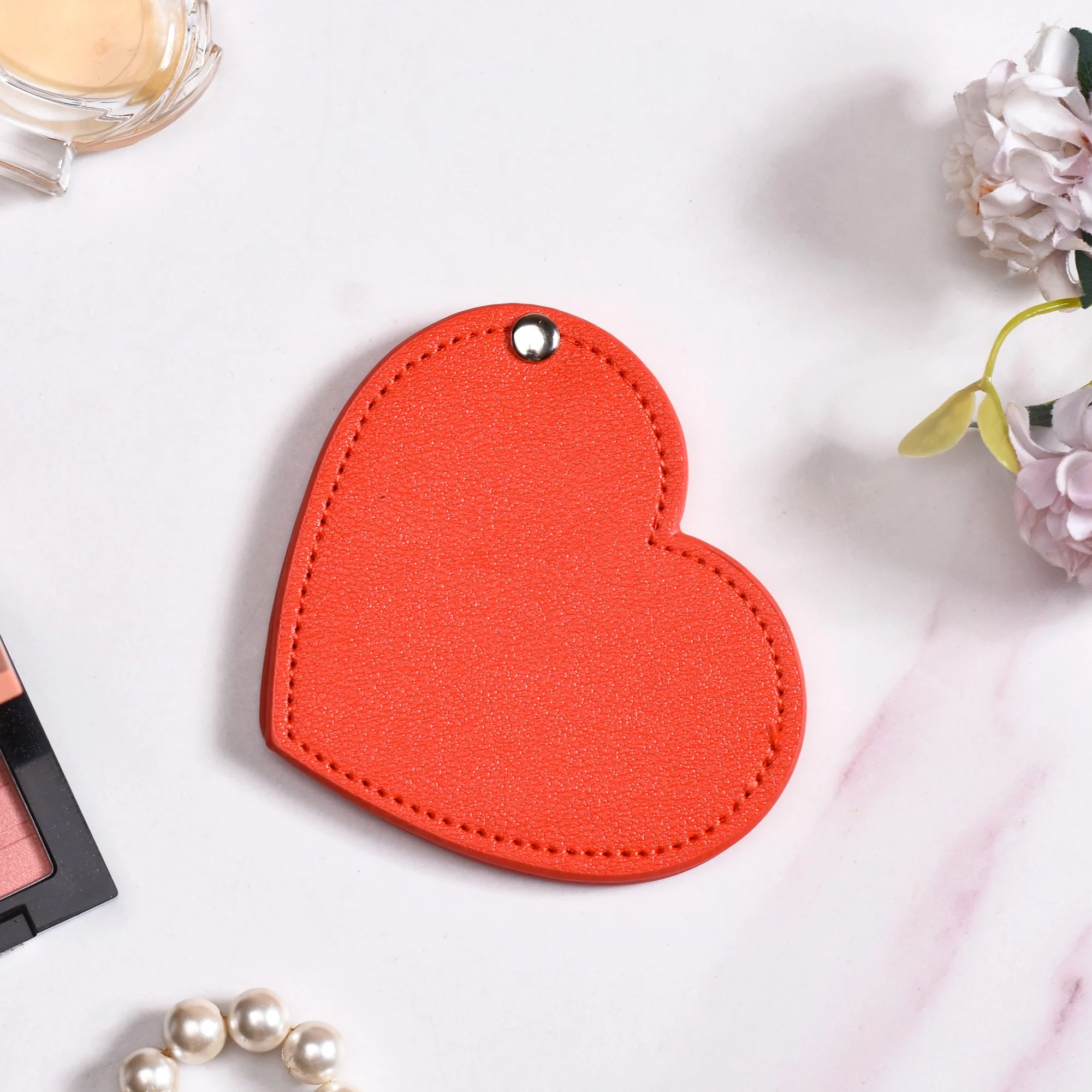 Heart Shaped Pocket Mirror Red - Image 5