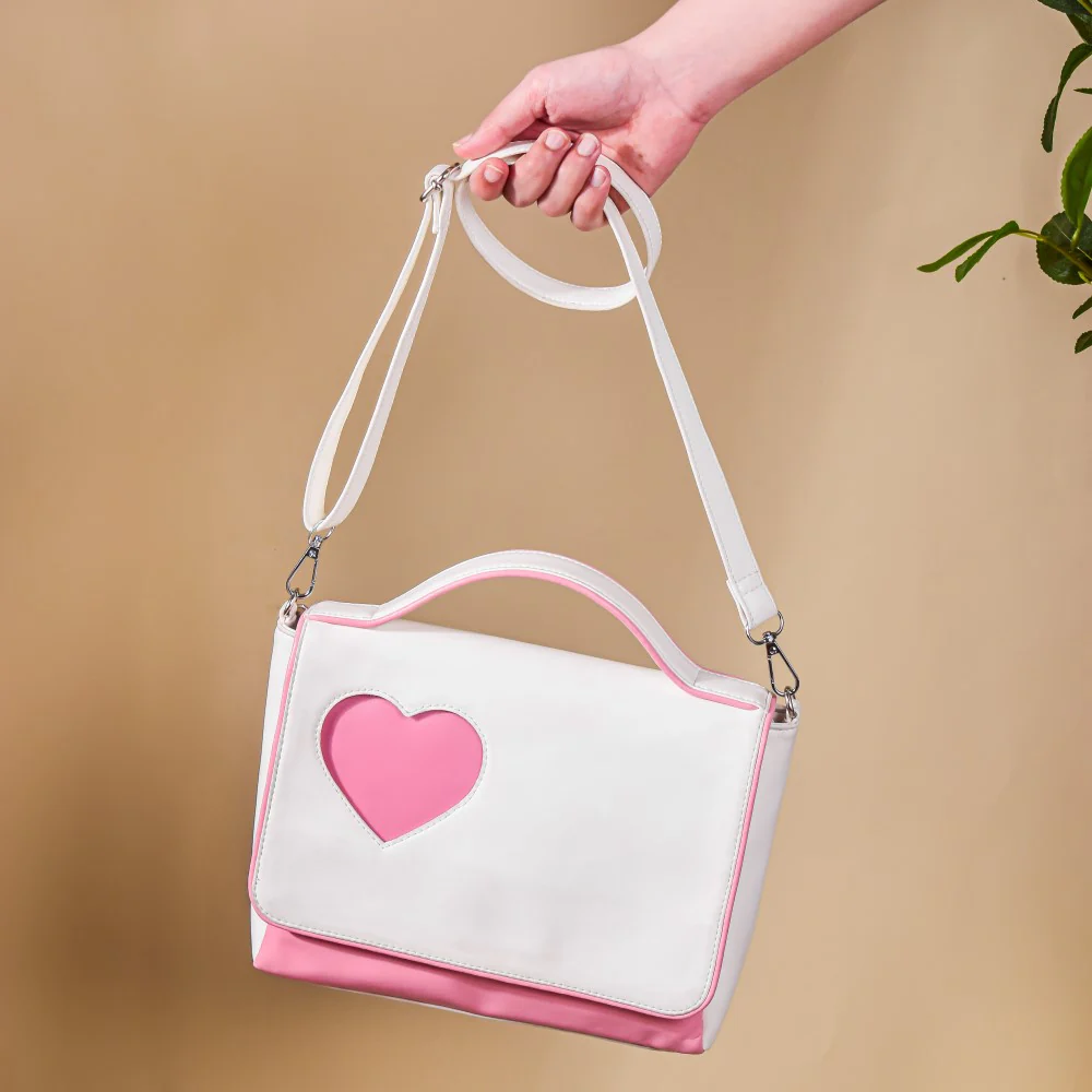 Heart Sling Bag White And Pink - Image 10