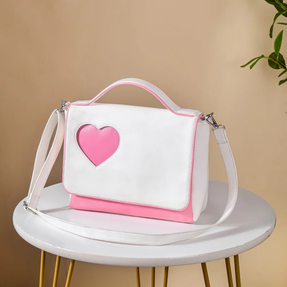 Heart Sling Bag White And Pink - Image 7
