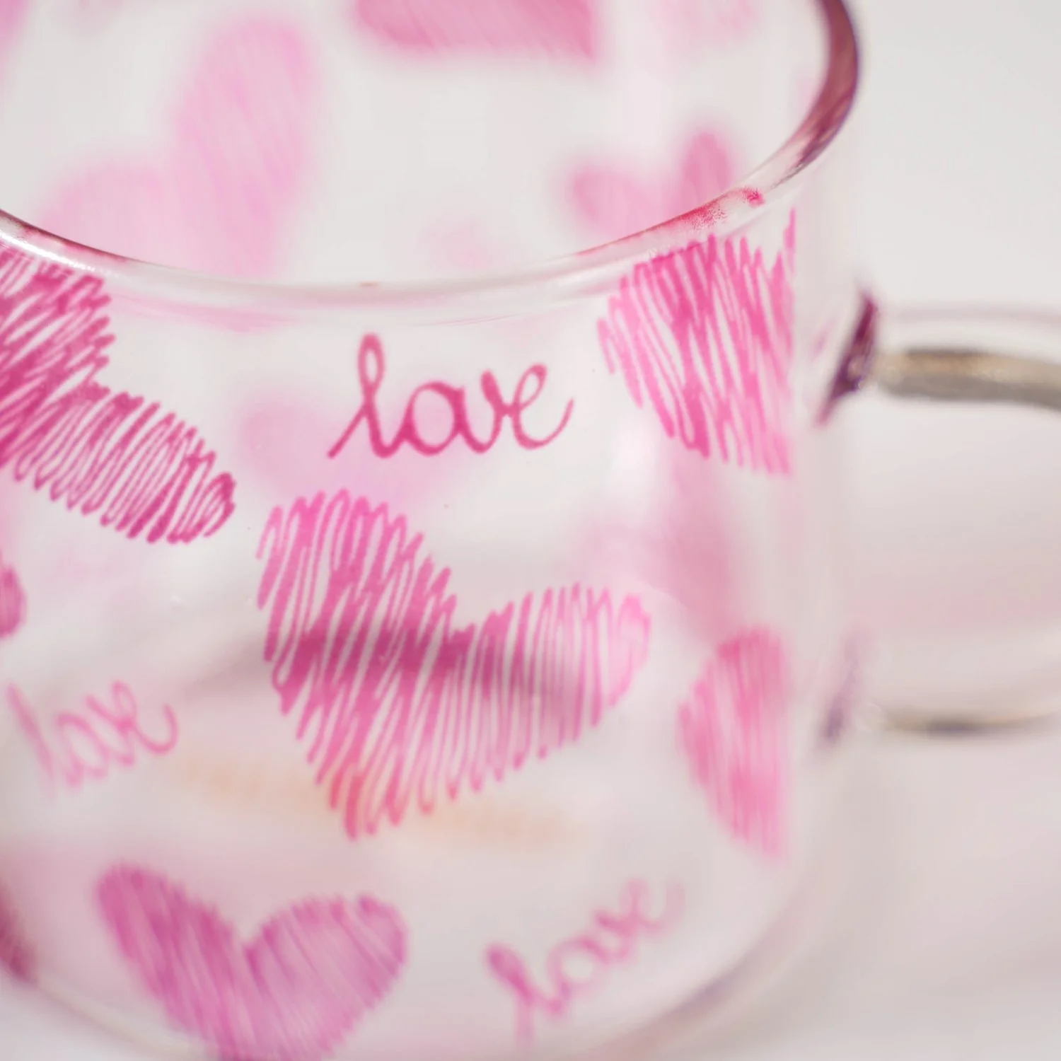 Heart XO Glass Small Size Cup Set Of 2 Pink 140ml - Image 8