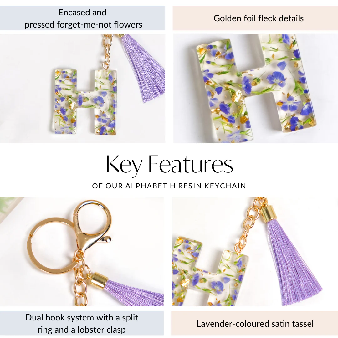 Heartfelt H Keychain With Pressed Flowers - Image 5