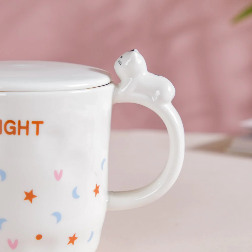 Hearty Party Patterned Coffee Mug With Lid And Spoon 300 ml - Image 7