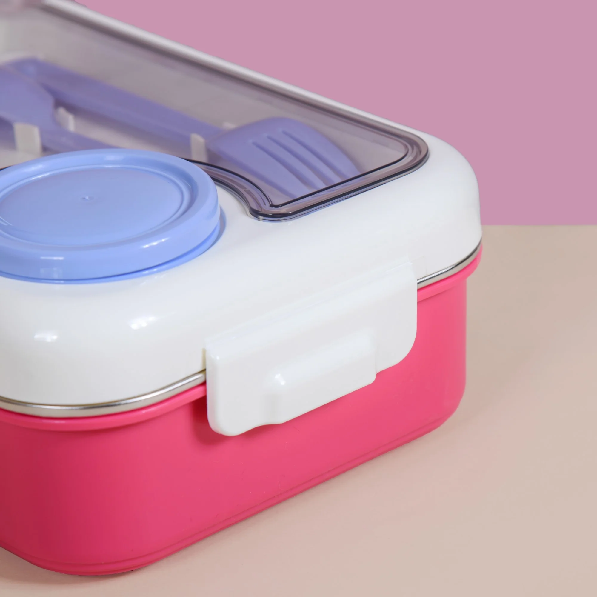 Lunch Box For Kids With 3 Individual Sections Pink 750ml - Image 22