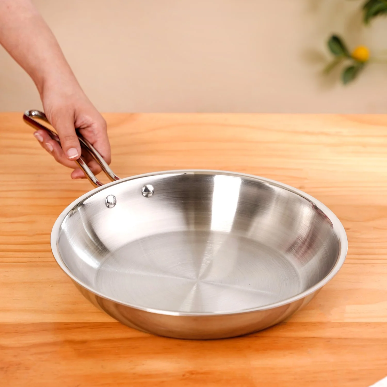 Heavy Bottom Tri Ply Stainless Steel Fry Pan 2000ml - Image 3