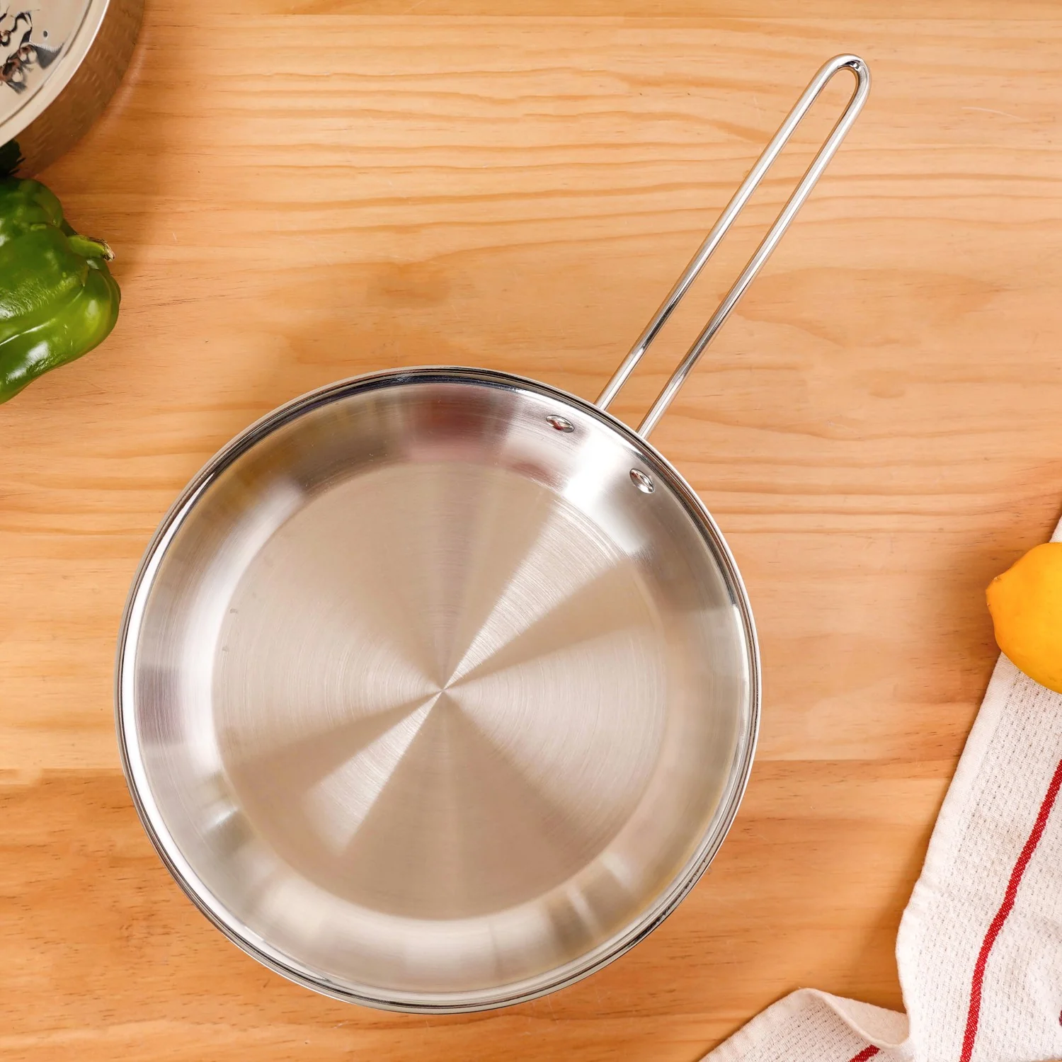 Heavy Bottom Tri Ply Stainless Steel Fry Pan 2000ml - Image 7