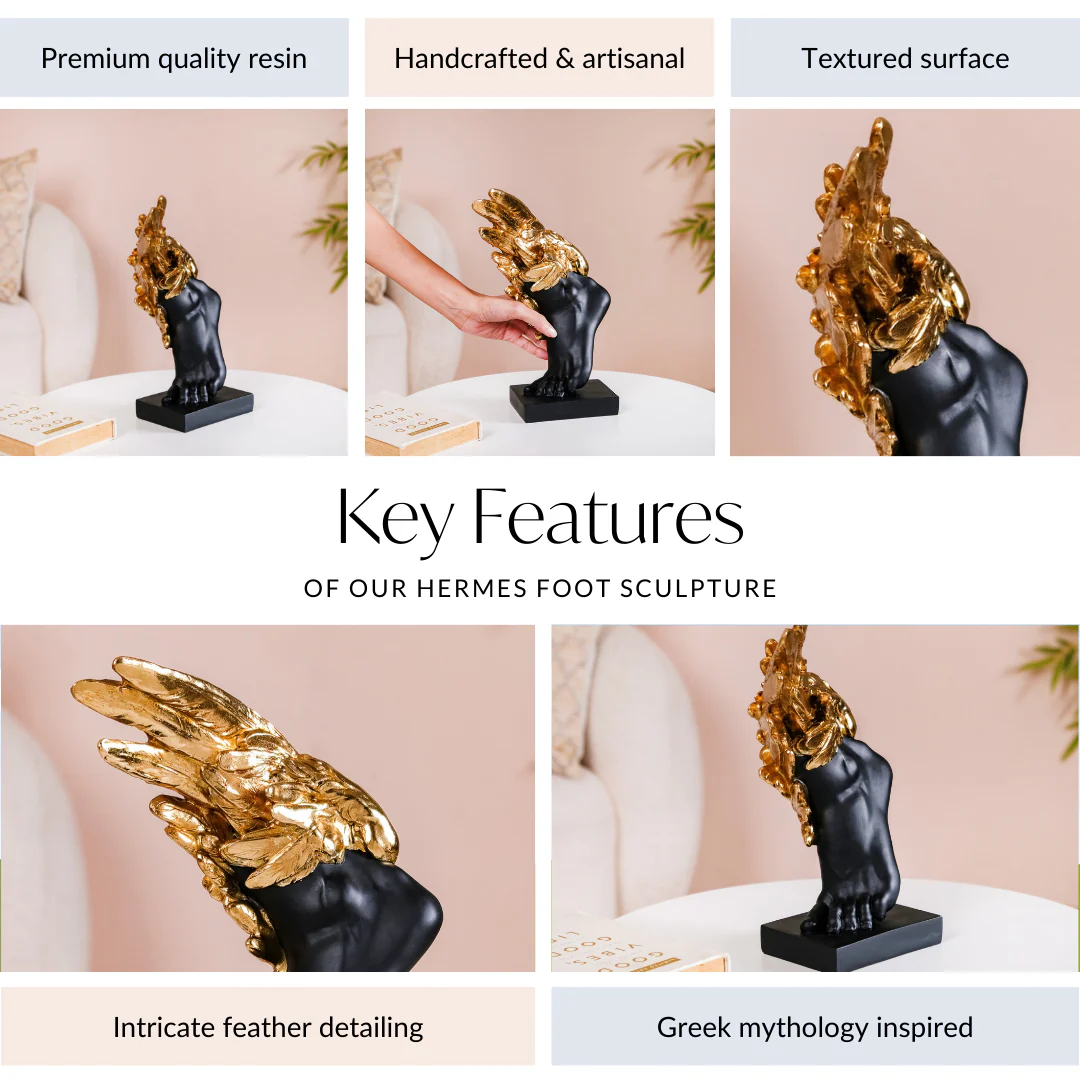 Hermes Foot Sculpture For Home Decor Black - Image 4