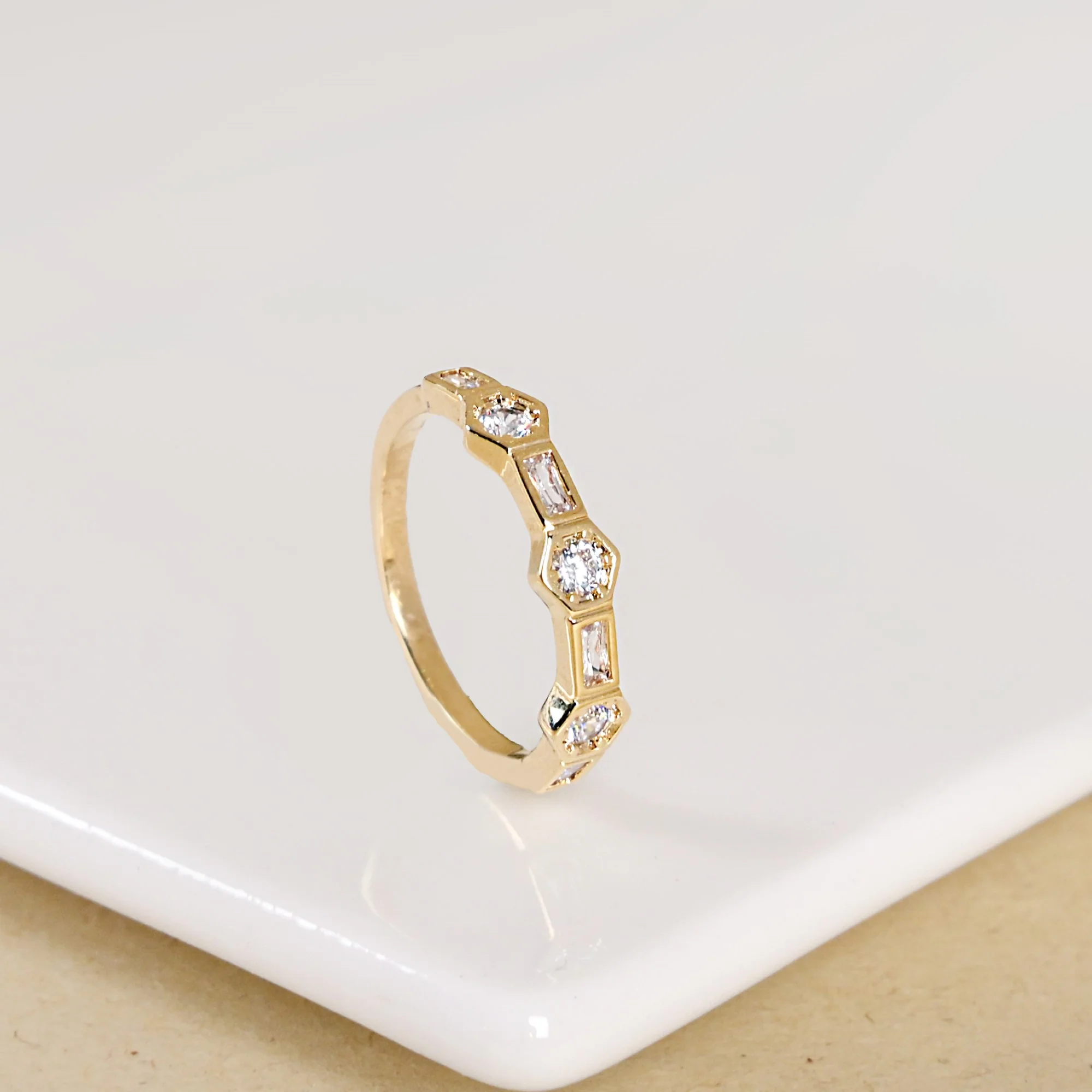 Hexa Baguette Gold Ring