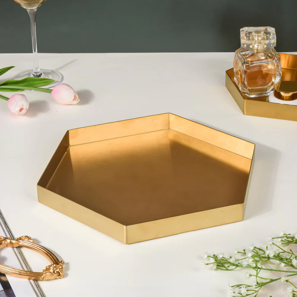 Hexa Decoration Tray Golden Large - Image 2