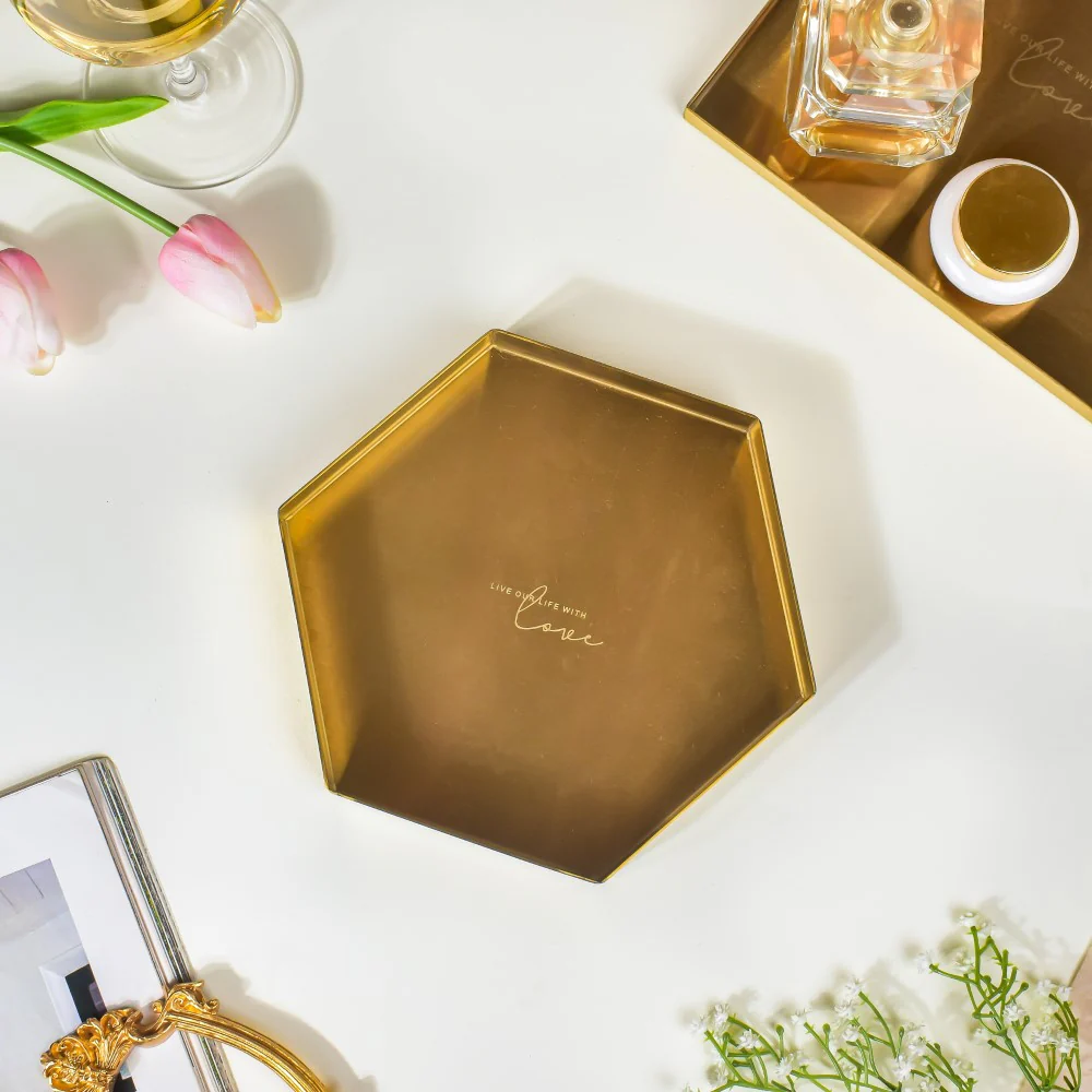 Hexa Decoration Tray Golden Small - Image 4