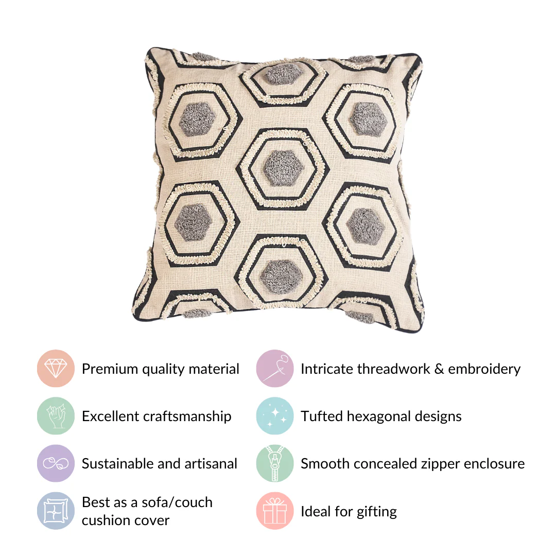 Hexagon Pattern Accent Cushion Cover 15x15 Inch - Image 4