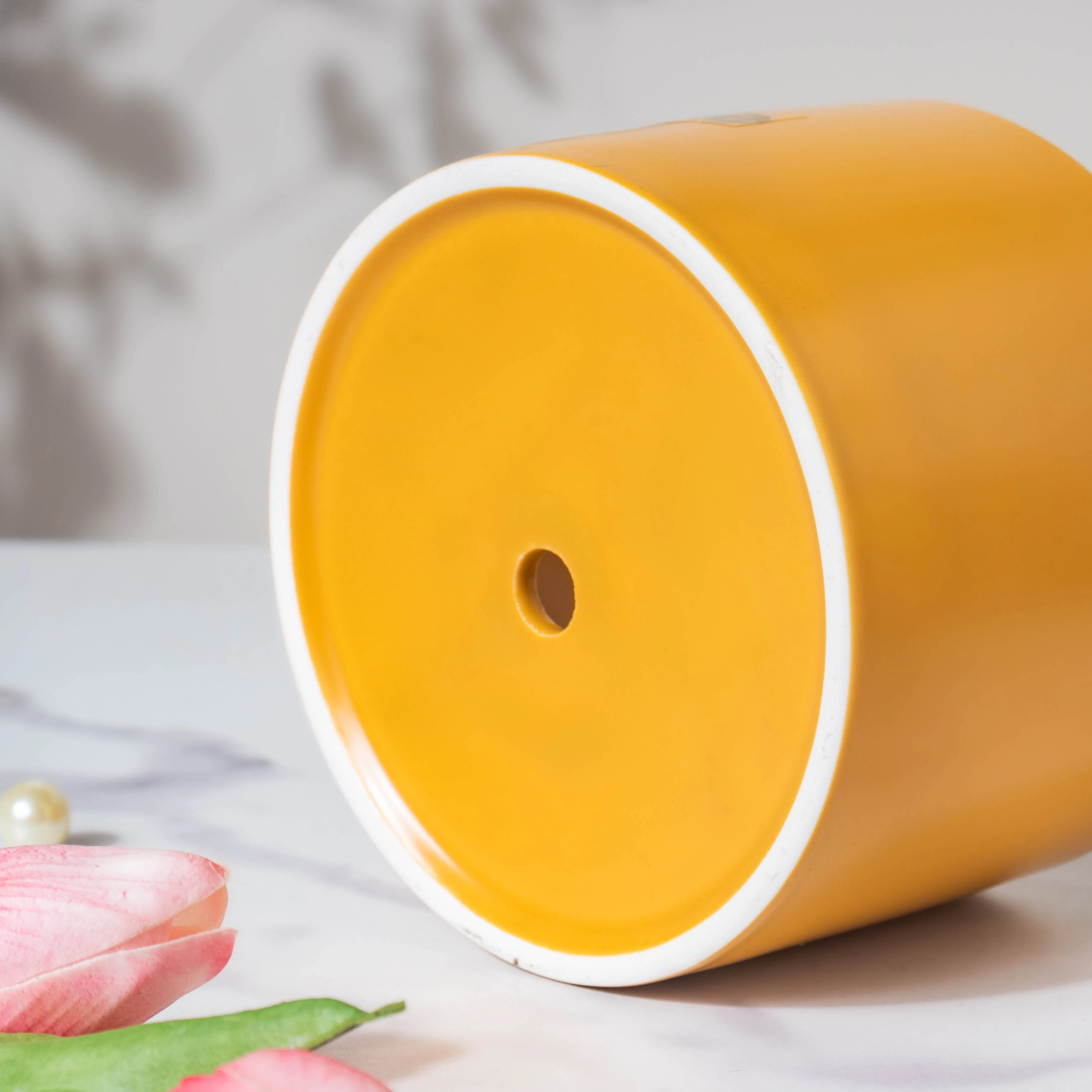 Home Ceramic Planter With Stand Yellow - Image 4