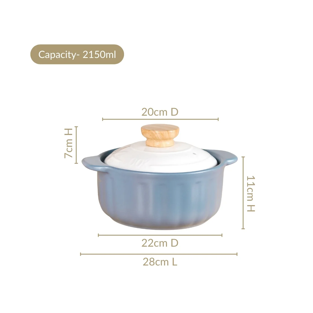 Homebrew Flame Safe Ceramic Stew Pot With Lid Handle 2150ml - Image 3