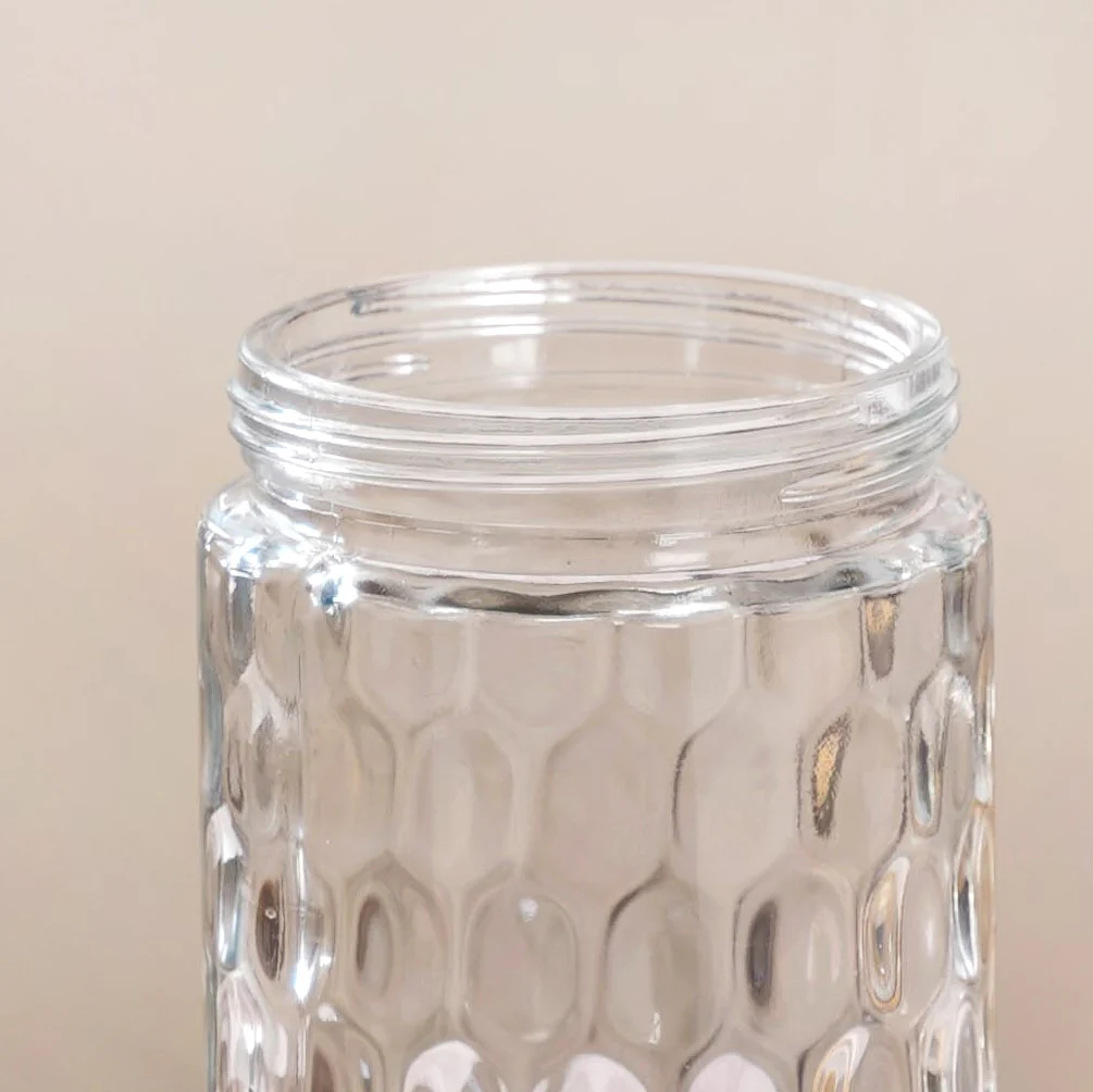 Honeycomb Glass Jar With Lid Set Of 4 1900ml - Image 7