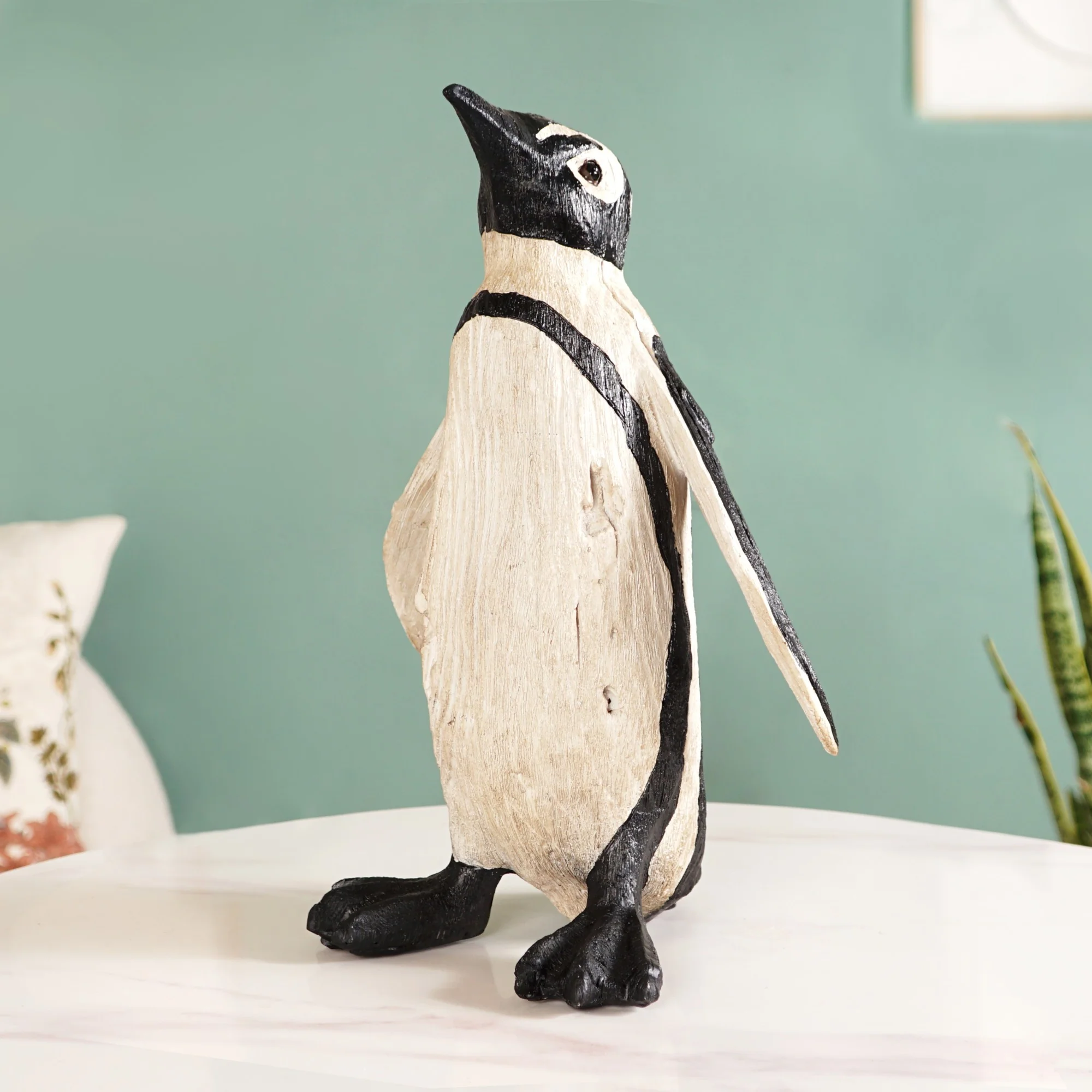 Humboldt Penguin Wooden Carved Finish Resin Decor Large - Image 7