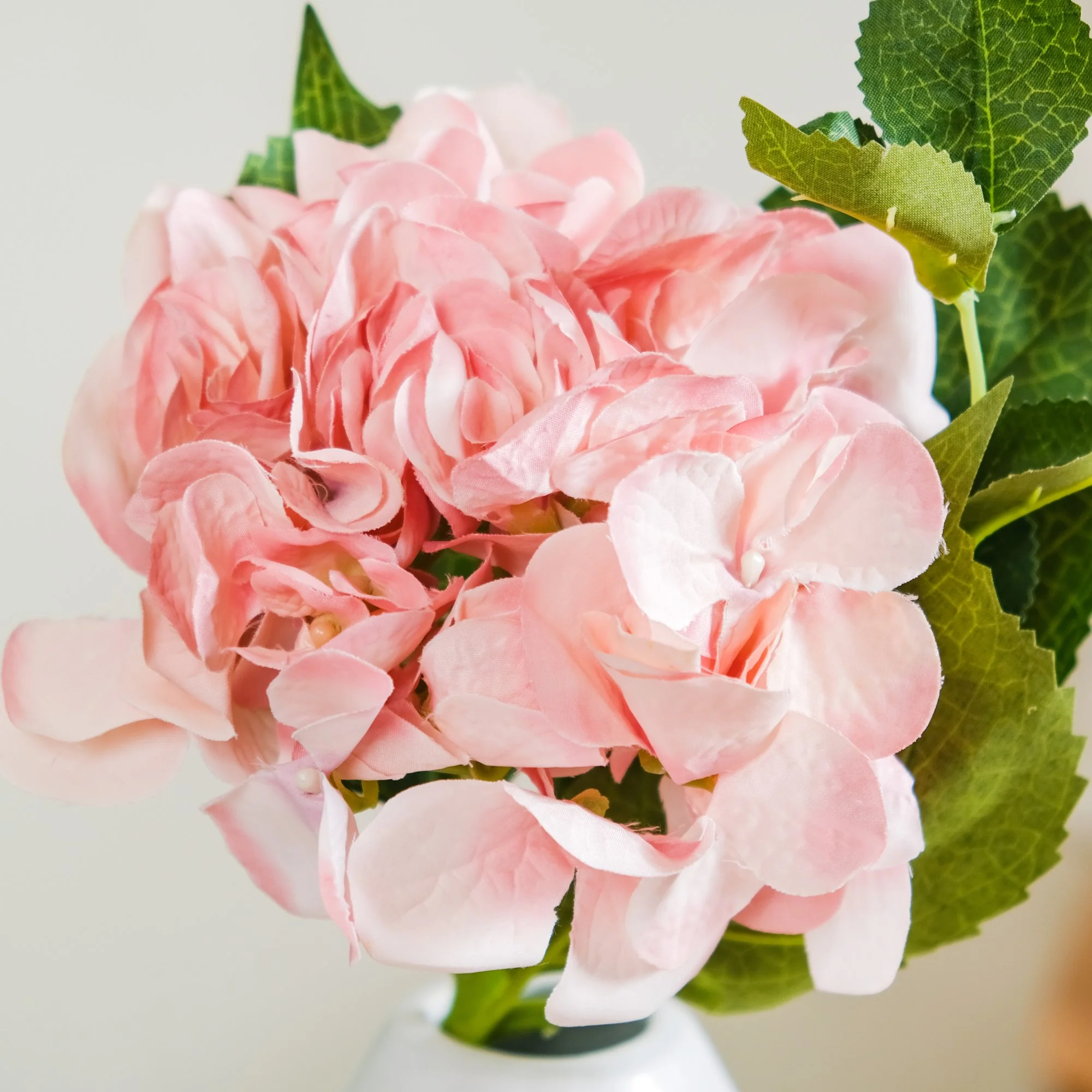 Hydrangea With Leaves Pink - Image 3