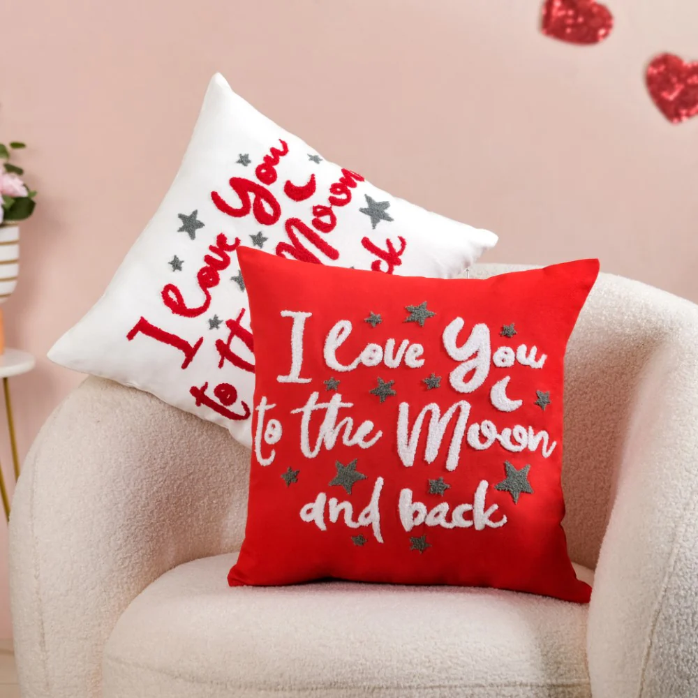 I Love You To The Moon And Back Cushion Cover Set Of 2 16x16 Inch - Image 2