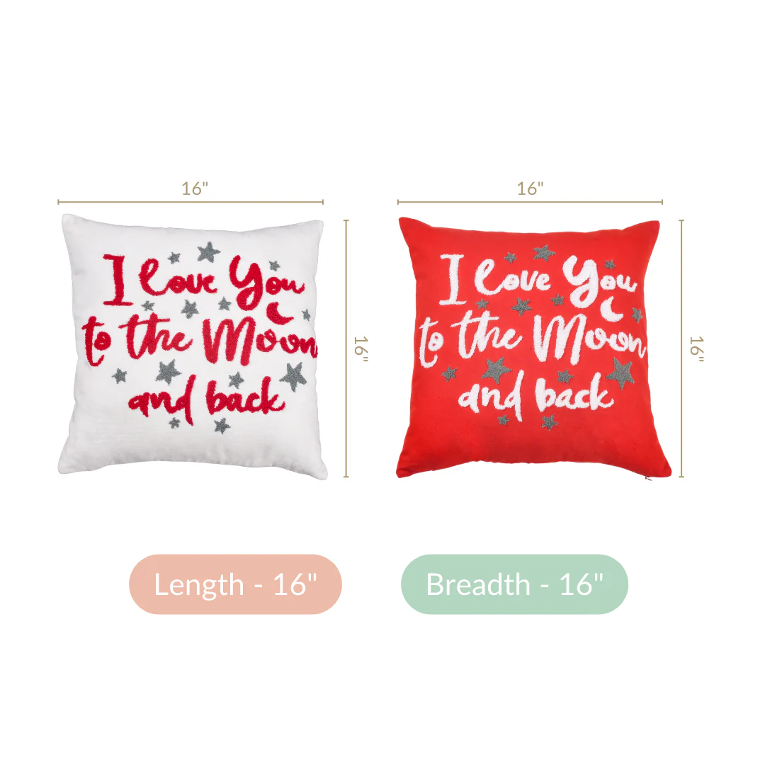 I Love You To The Moon And Back Cushion Cover Set Of 2 16x16 Inch - Image 3