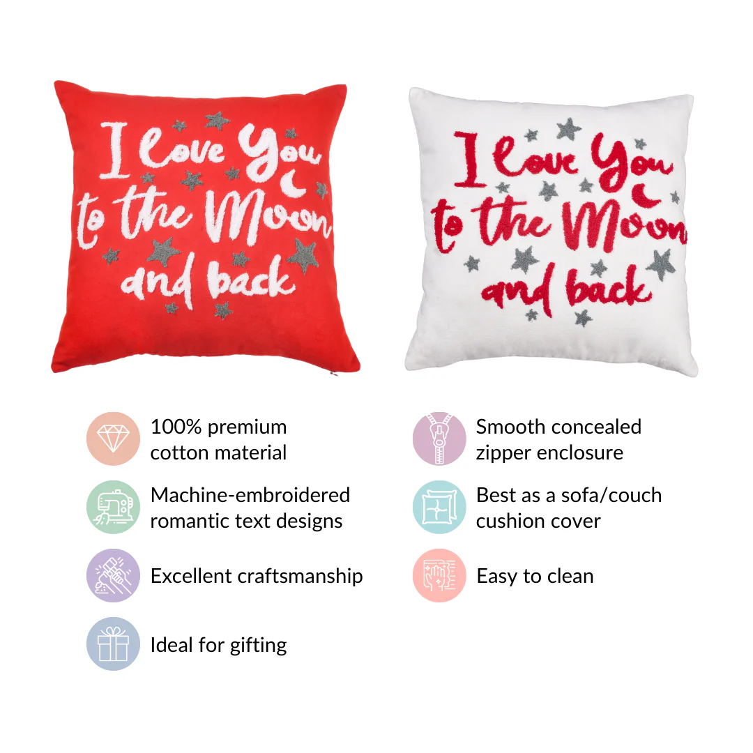 I Love You To The Moon And Back Cushion Cover Set Of 2 16x16 Inch - Image 5