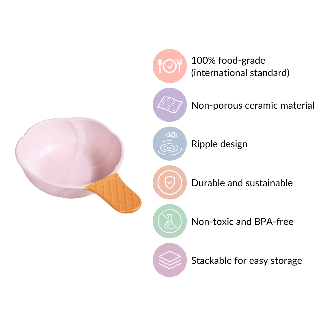 Ice Cream Bowl With Handle Strawberry Pink 400 ml - Image 4