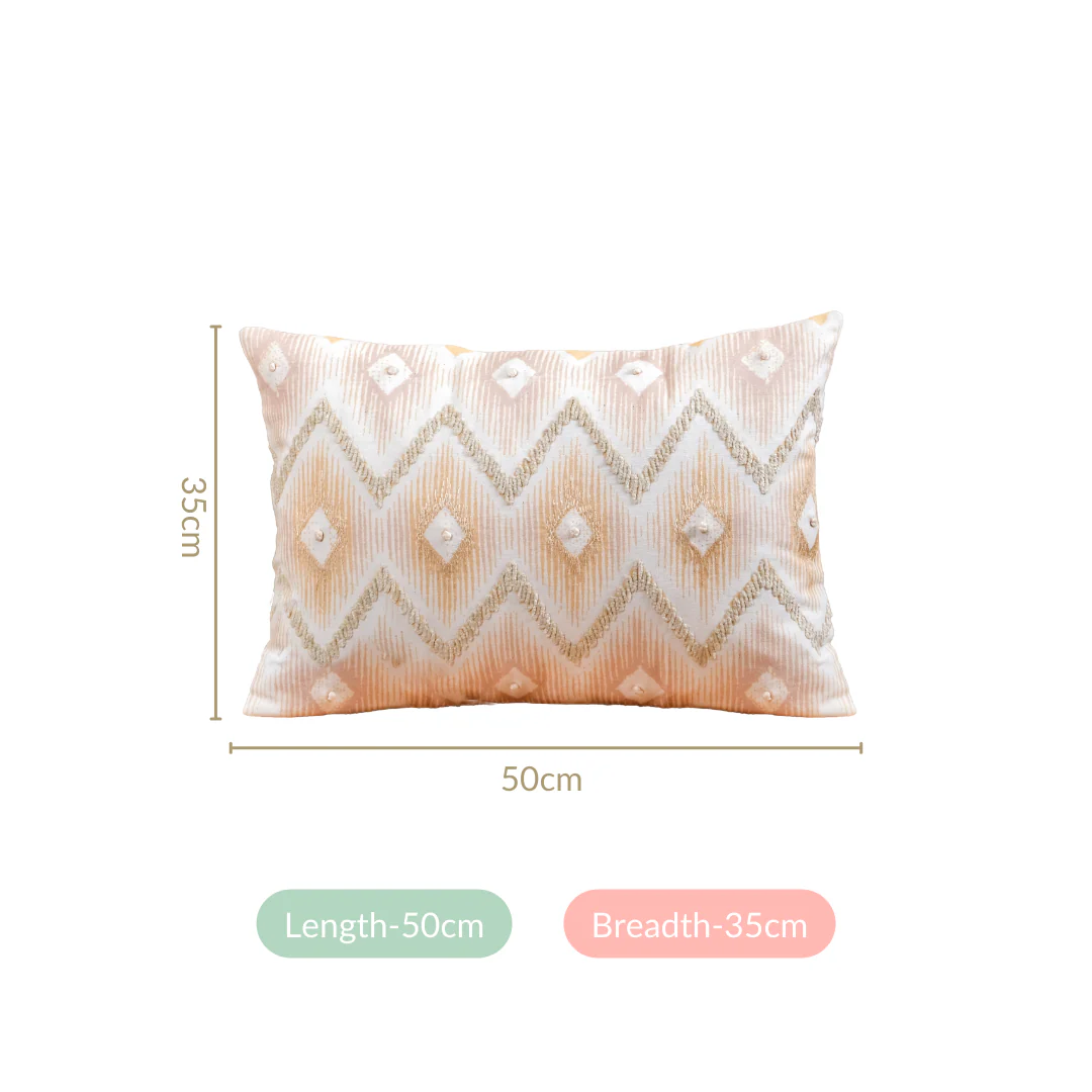 Ikat Embroidered Cushion Cover 50x35 cm - Image 4