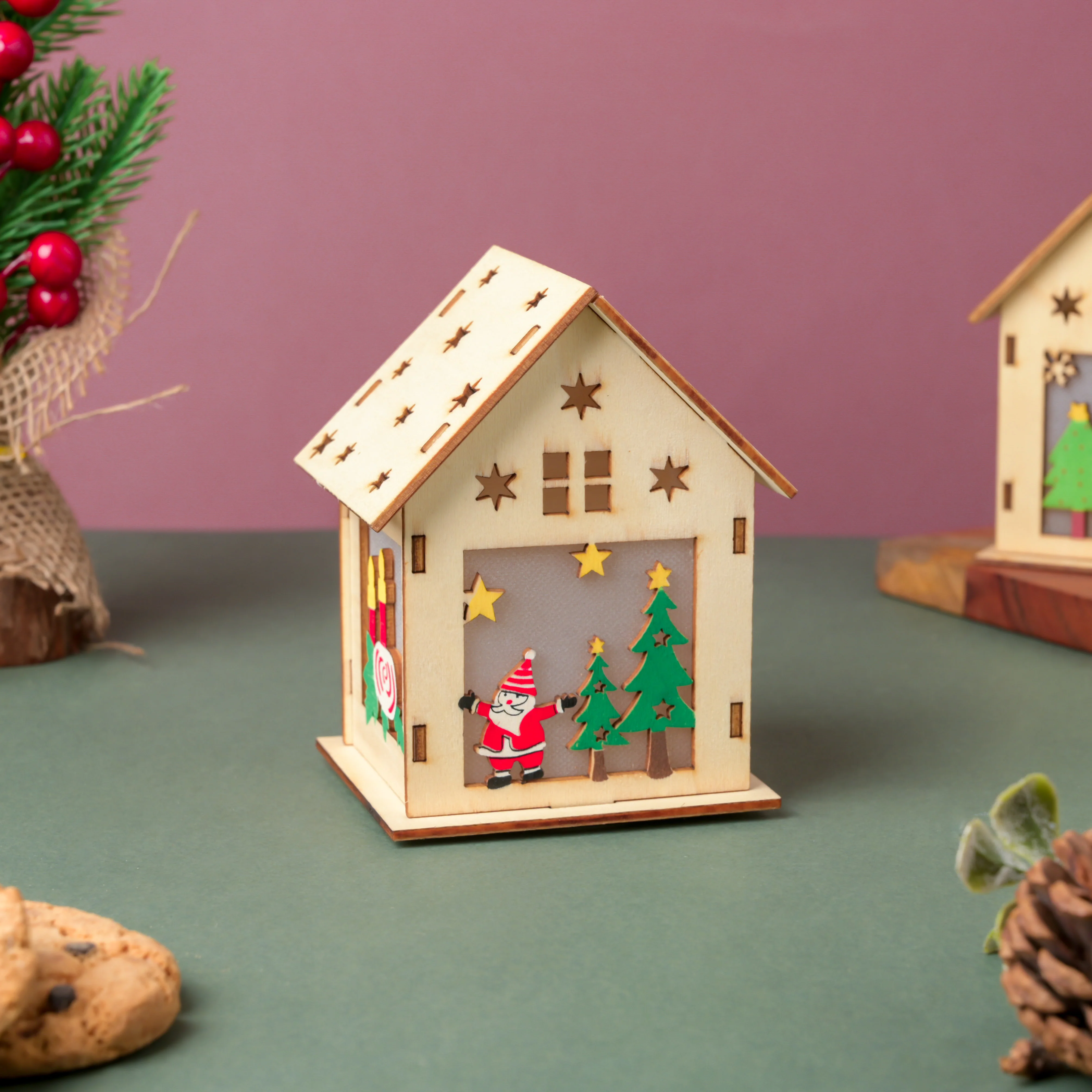 Illuminate DIY Santa LED Wooden House Decor Large - Image 4