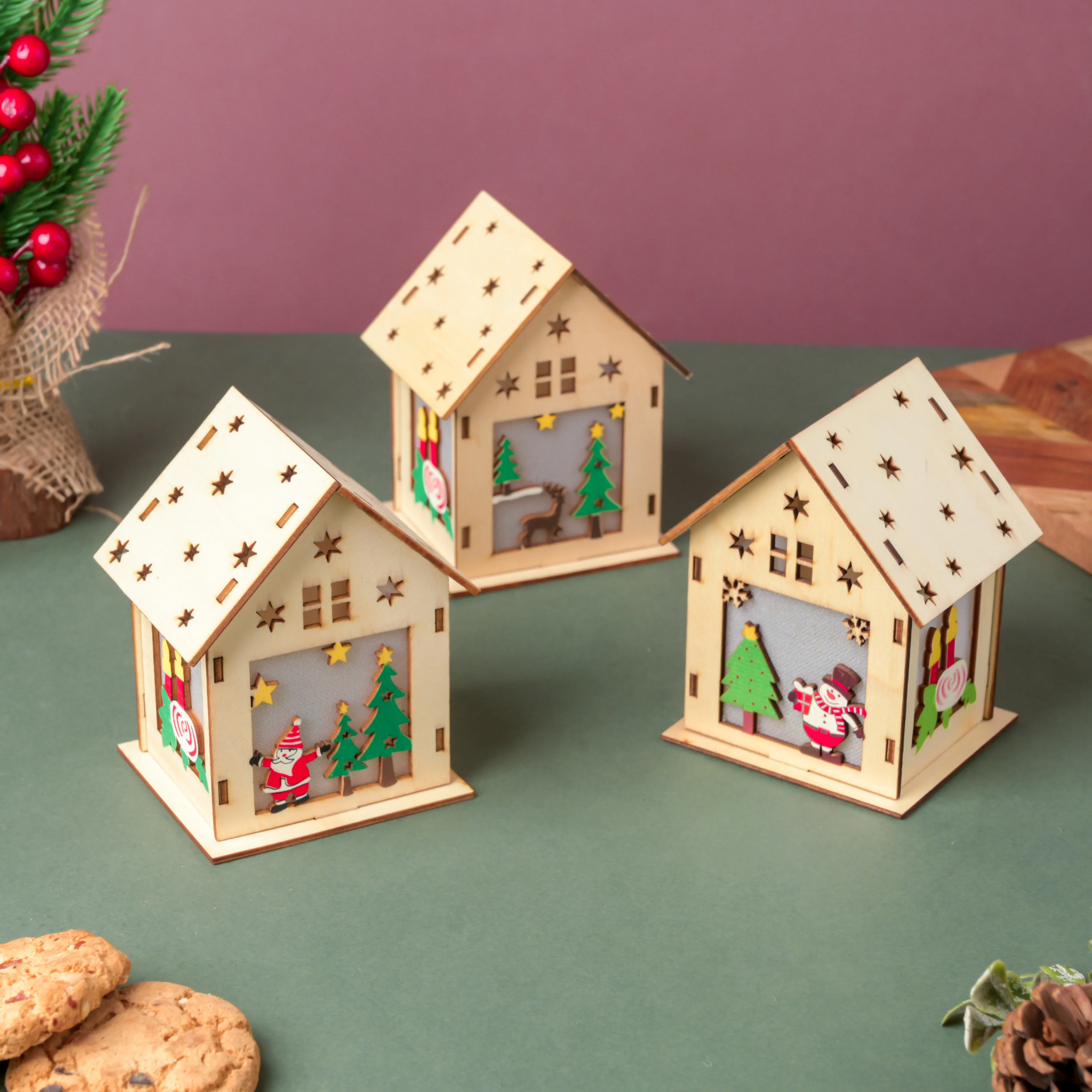 Illuminate DIY Santa LED Wooden House Decor Large - Image 9