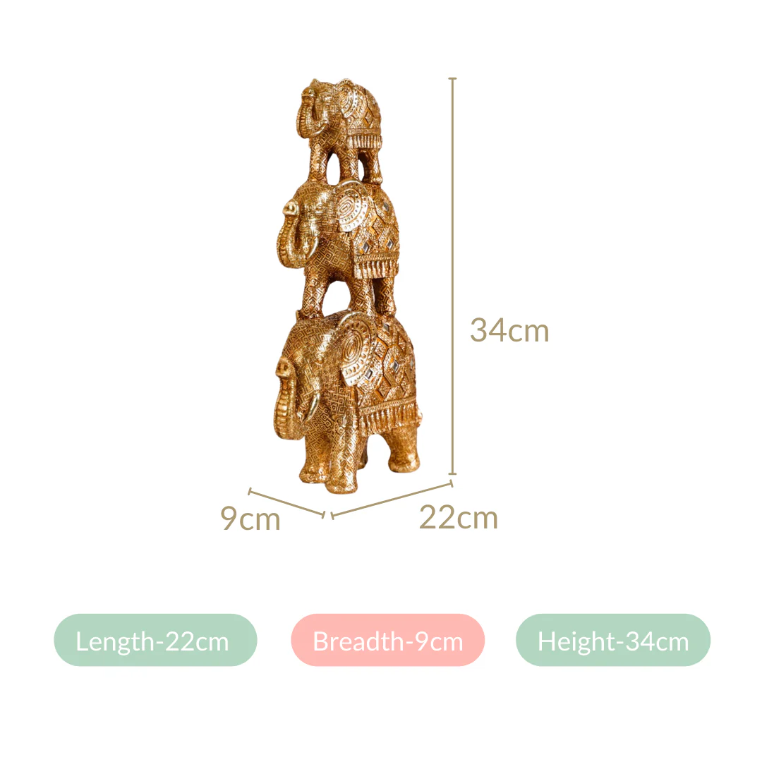 Indian Decorated Elephant Family With Mirrorwork Gold - Image 5