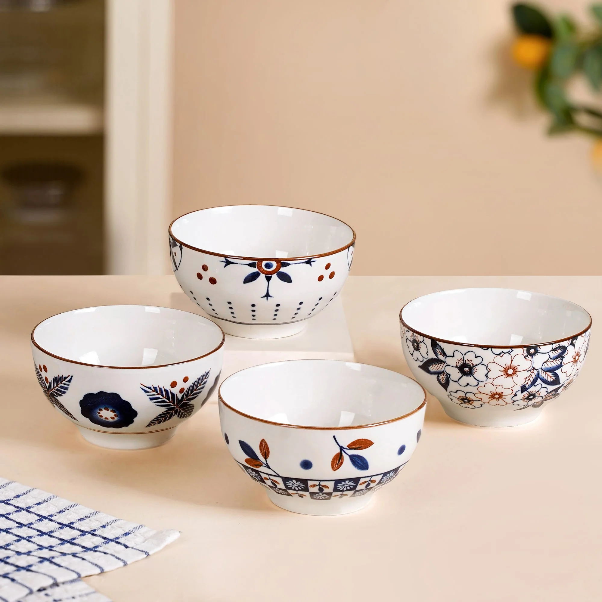 Indie Ceramic Snack Bowl Set Of 4 350ml