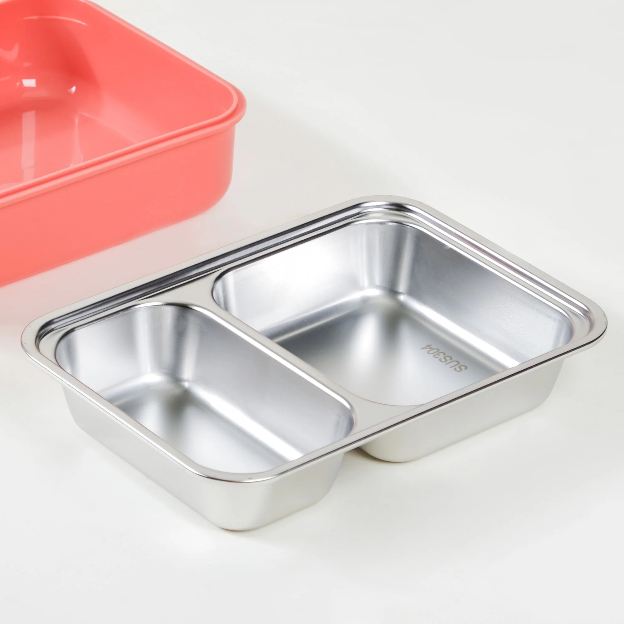 Insulated Lunch Box With 2 Compartments Pink 800ml - Image 24