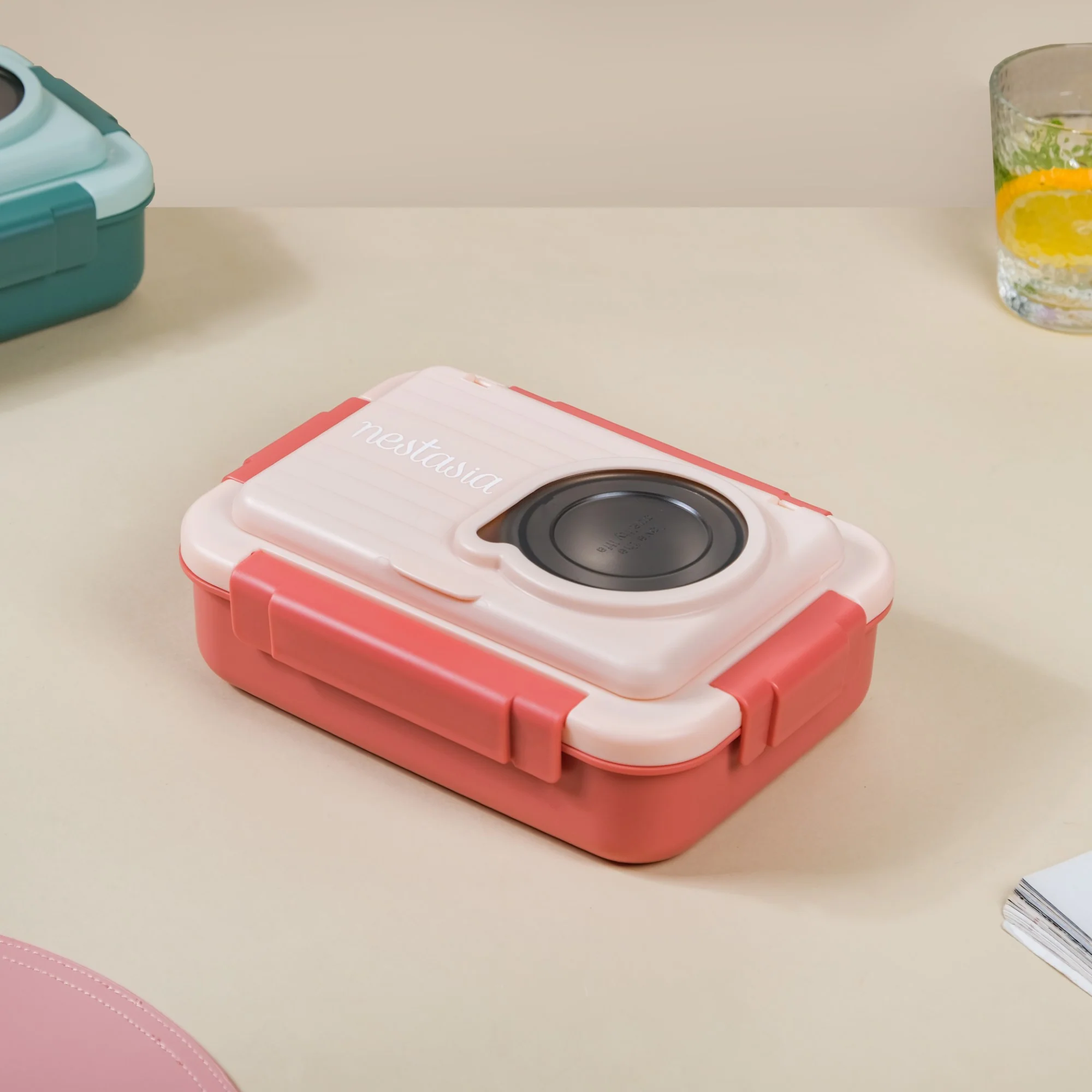 Insulated Lunch Box With 2 Compartments Pink 800ml - Image 4