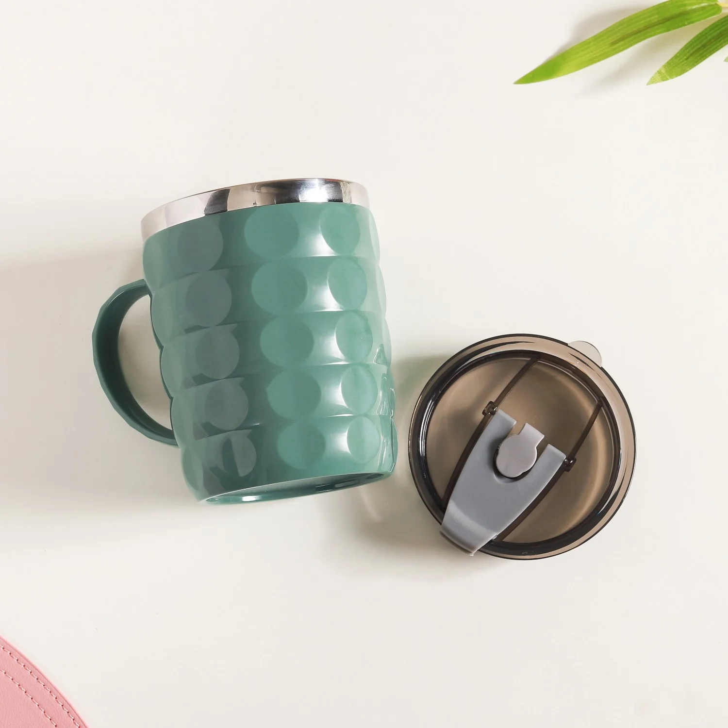 Portable Coffee Mug With Lid Green 400ml - Image 14