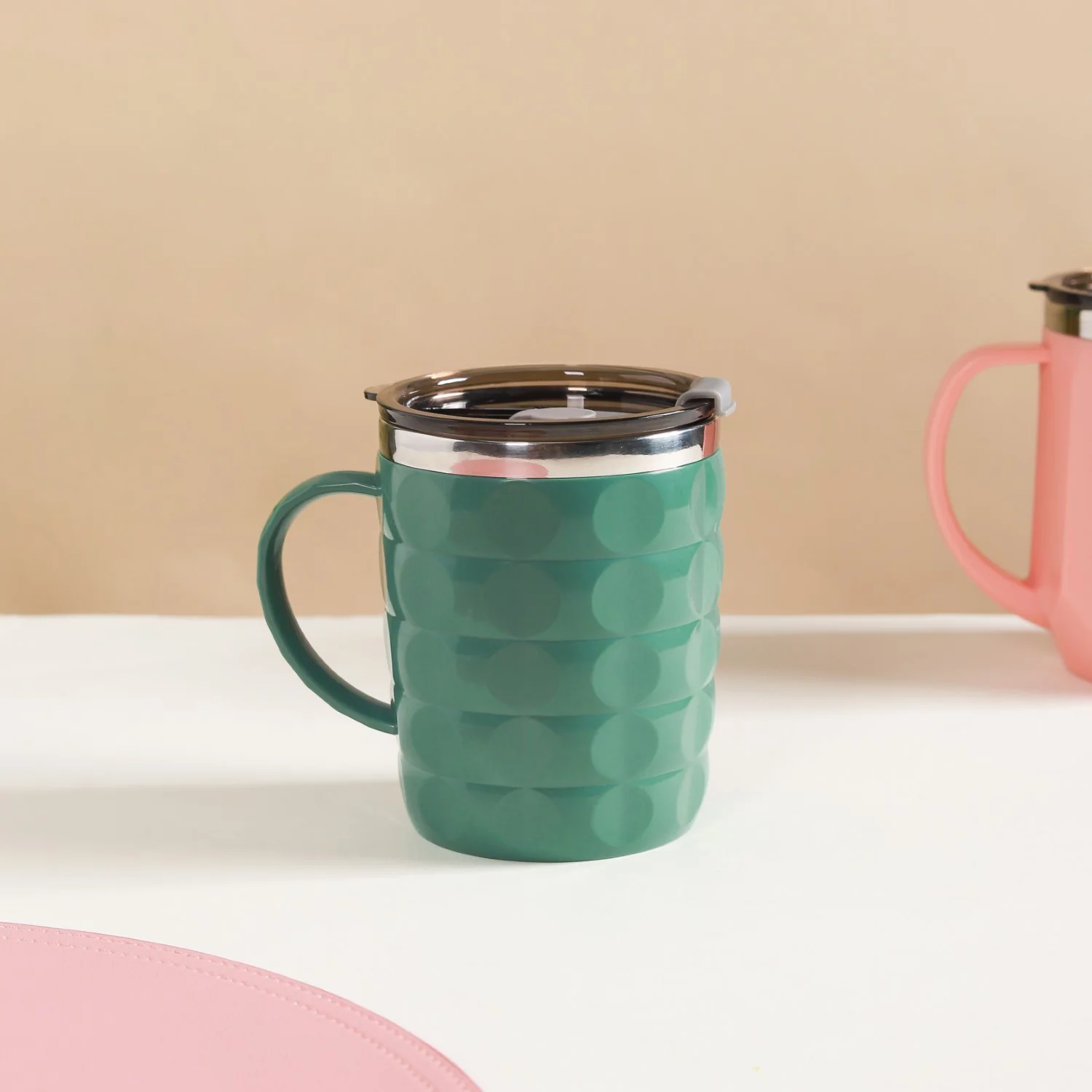 Portable Coffee Mug With Lid Green 400ml - Image 20