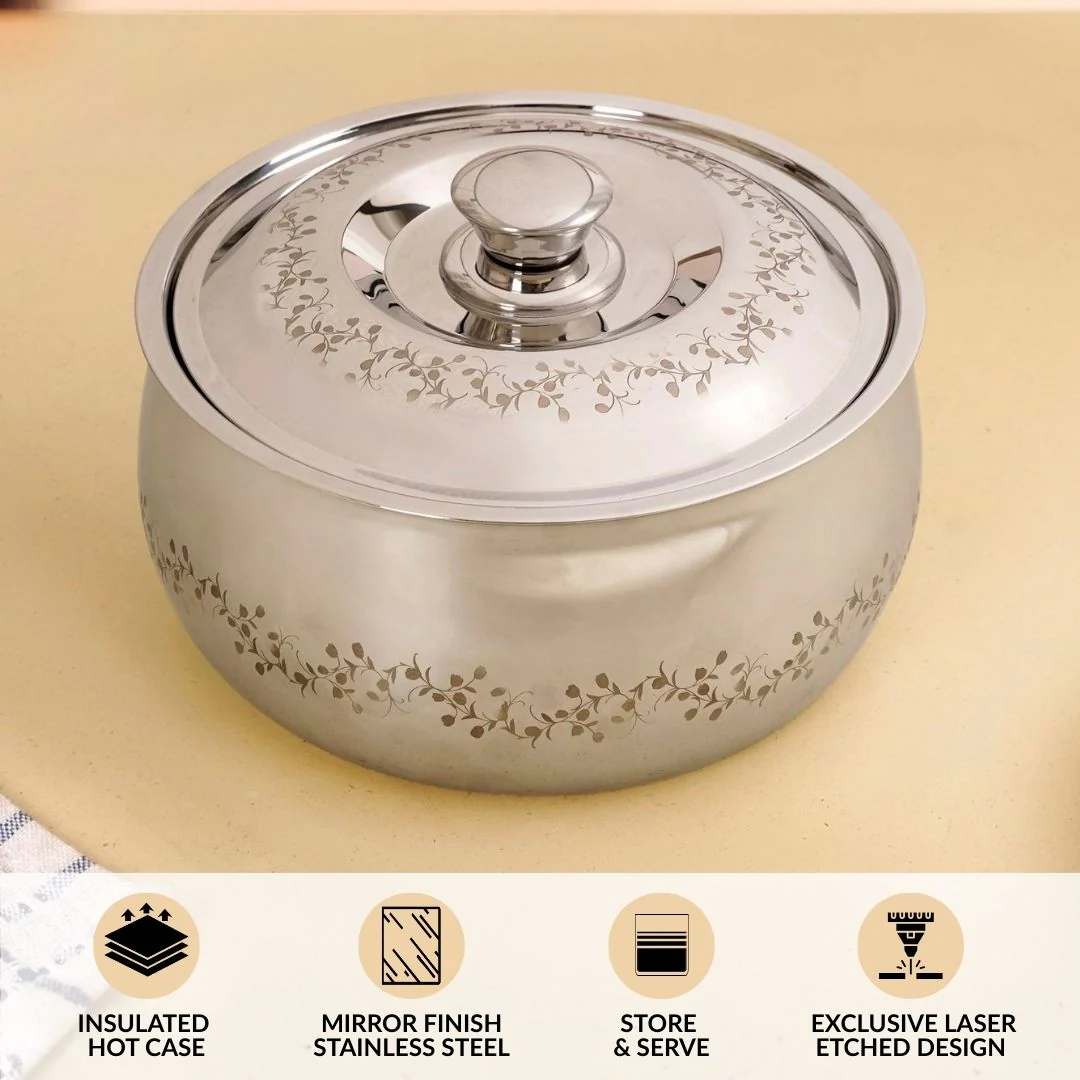 Insulated Stainless Steel Roti Casserole 1500ml - Image 2