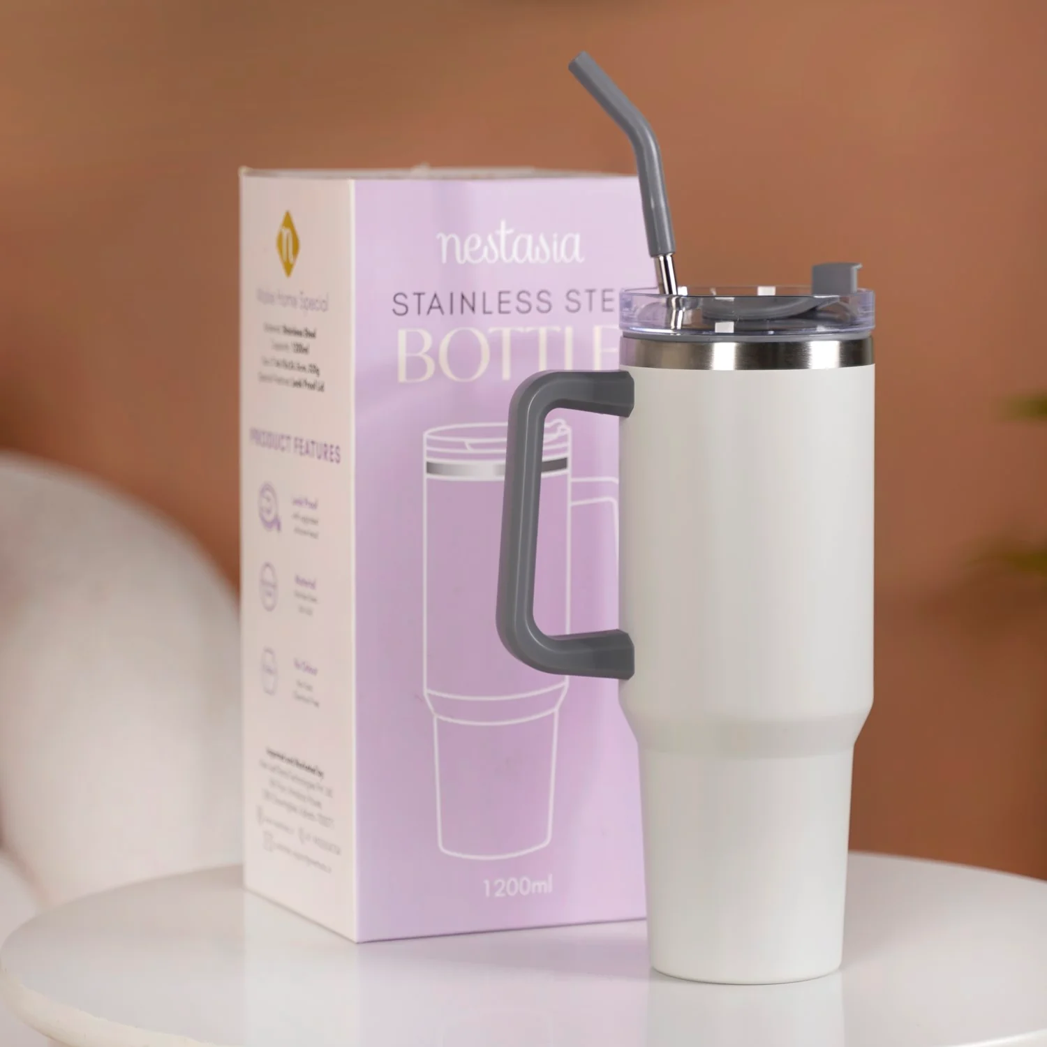 Insulated Stainless Steel Sipper Bottle 1200ml - Image 2