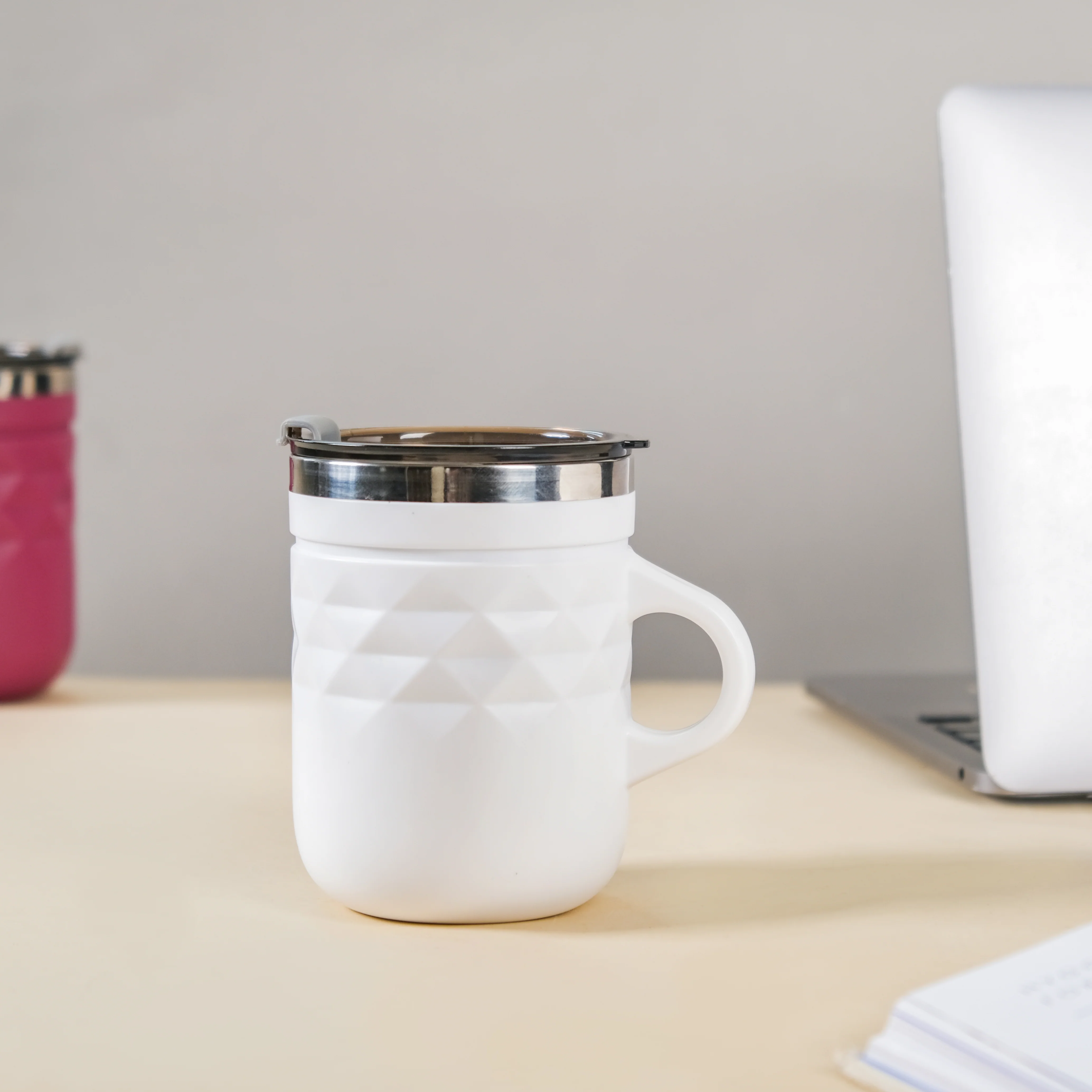 Stainless Steel Travel Mug White 400ml