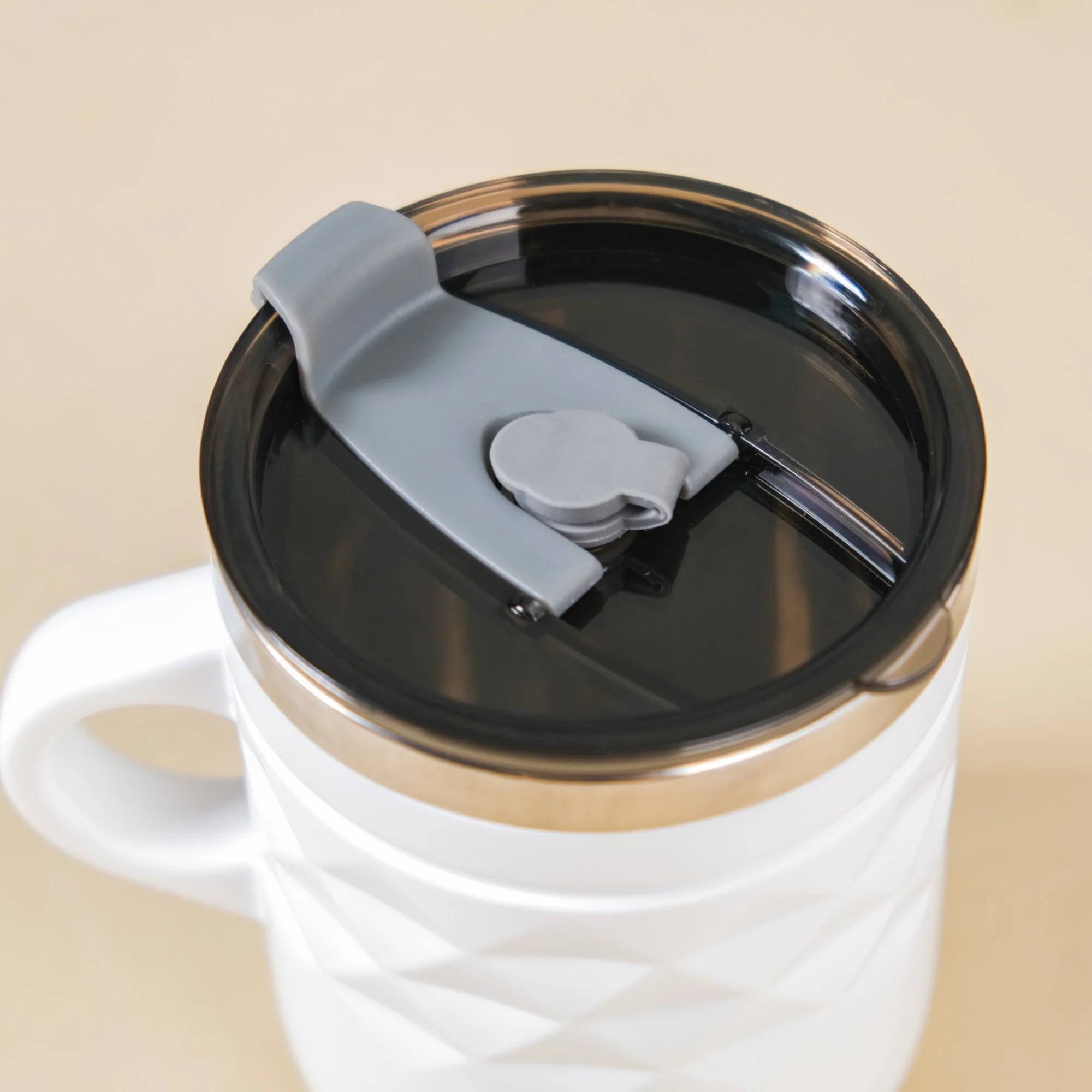 Stainless Steel Travel Mug White 400ml - Image 19