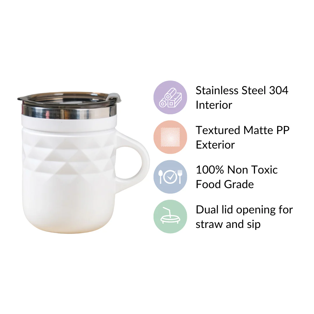 Stainless Steel Travel Mug White 400ml - Image 6