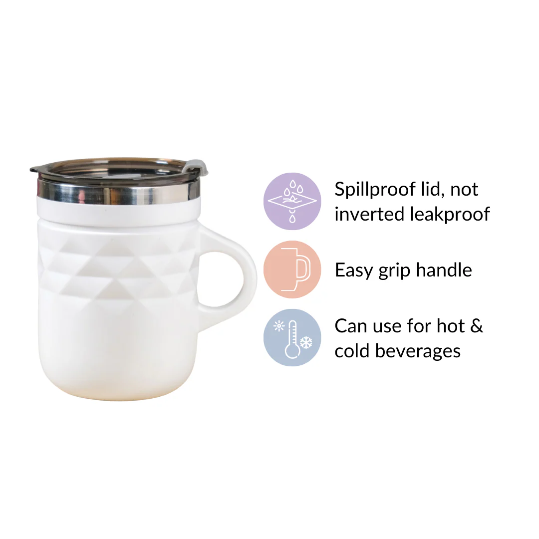 Stainless Steel Travel Mug White 400ml - Image 8