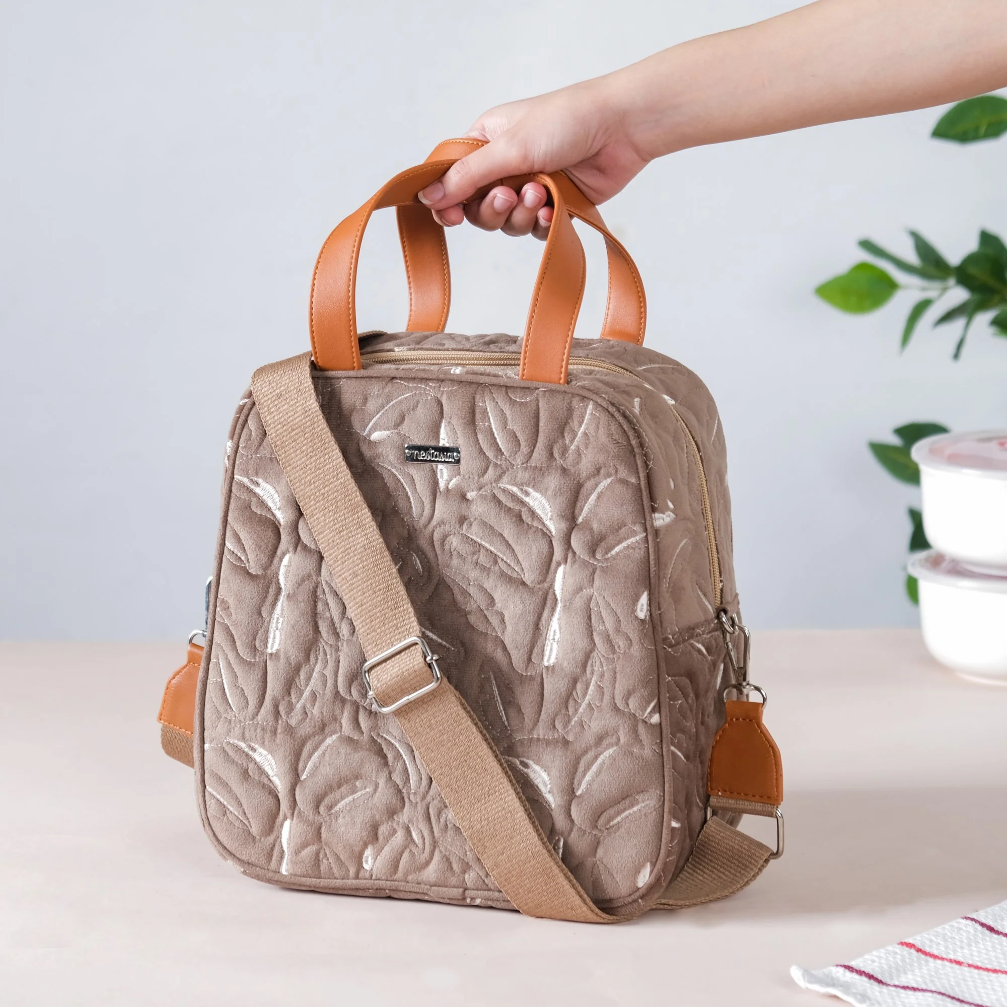 Insulated Tiffin Bag For Office Beige - Image 7