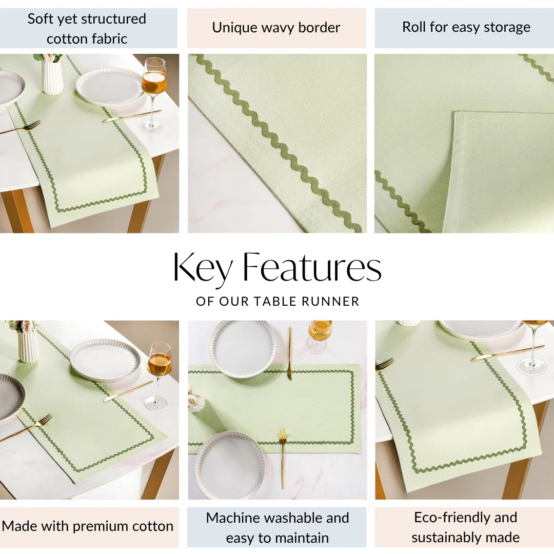 Isabelle 6 Seater Table Runner Green 183x36cm - Image 4