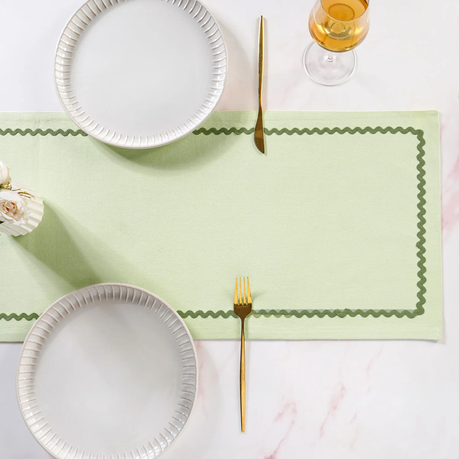 Isabelle 6 Seater Table Runner Green 183x36cm - Image 6