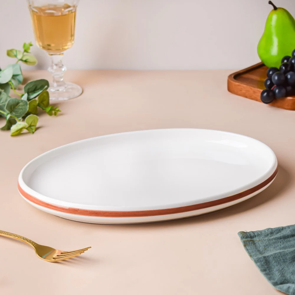 Ivory Ceramic Serving Oval Platter 12 Inch - Image 3