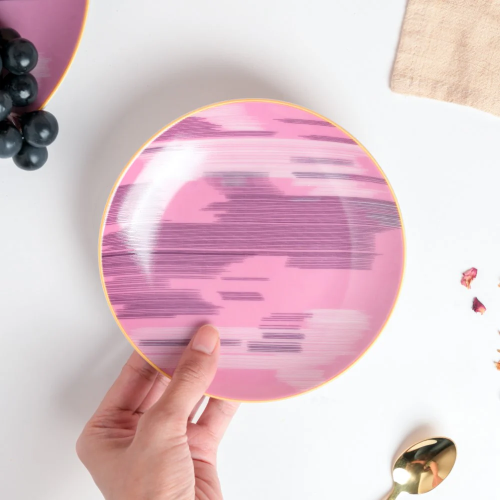 Jazz Decal Ceramic Appetizer Plate Pink 6 Inch - Image 2