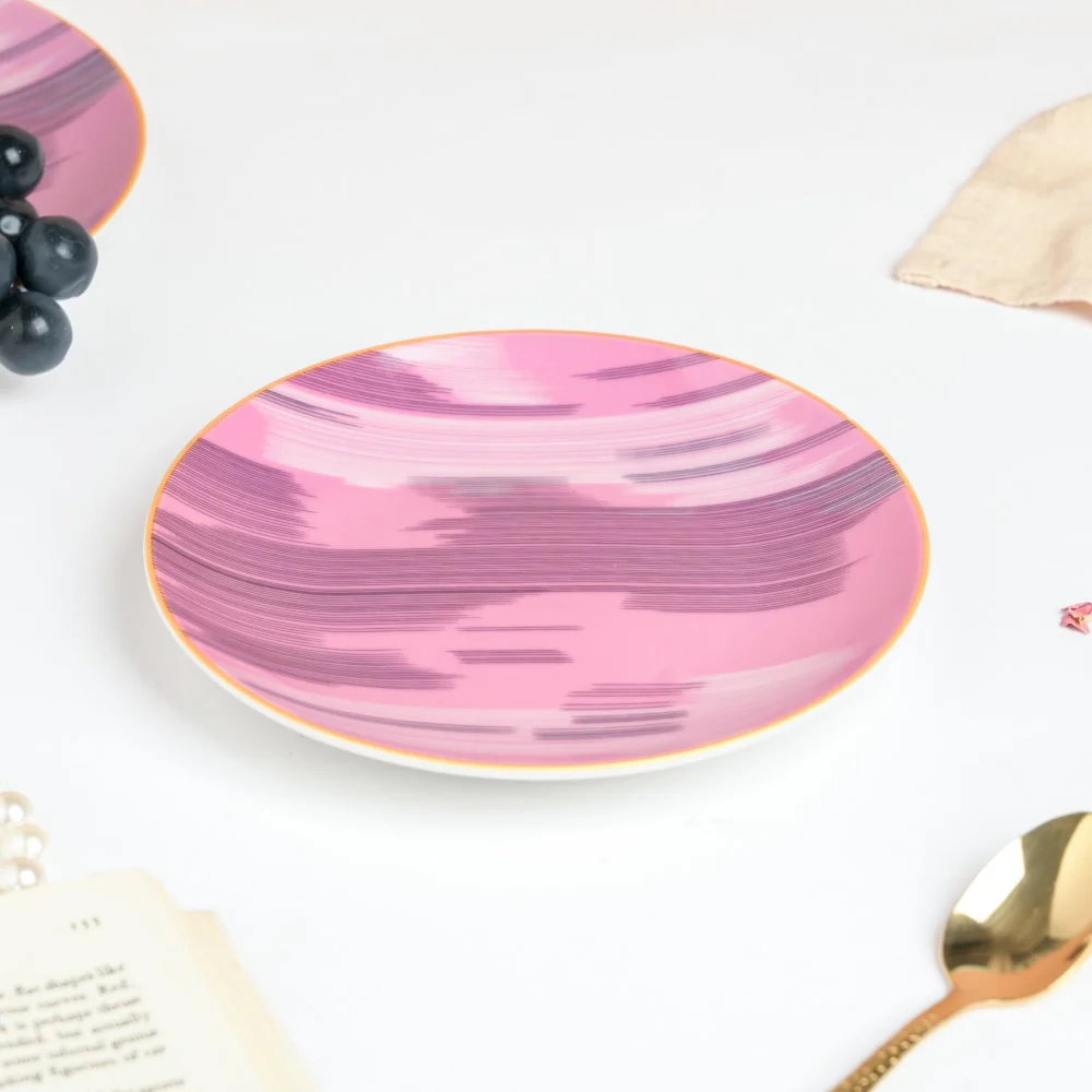 Jazz Decal Ceramic Appetizer Plate Pink 6 Inch - Image 3