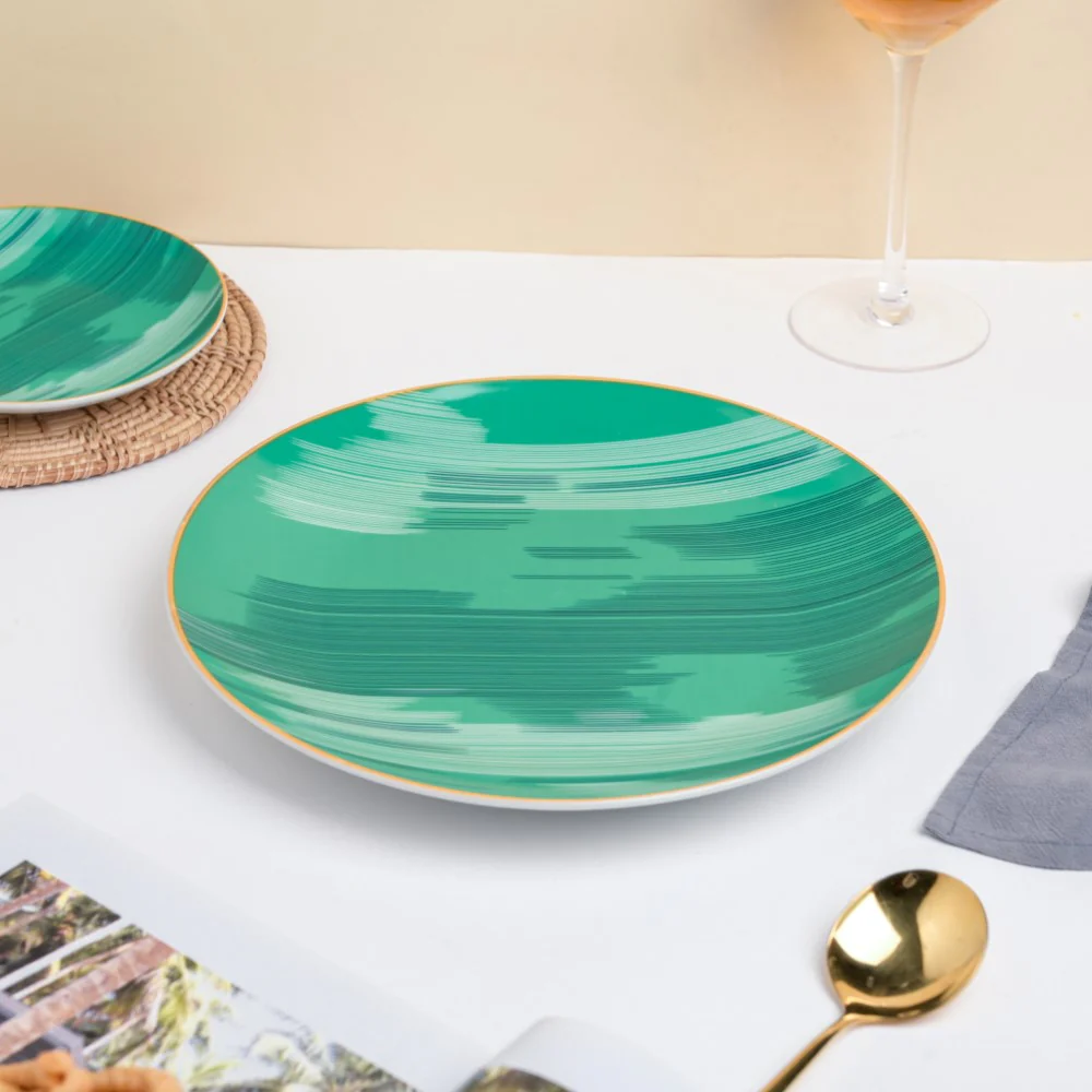 Jazz Decal Ceramic Dinner Plate Green 10.5 Inch - Image 4