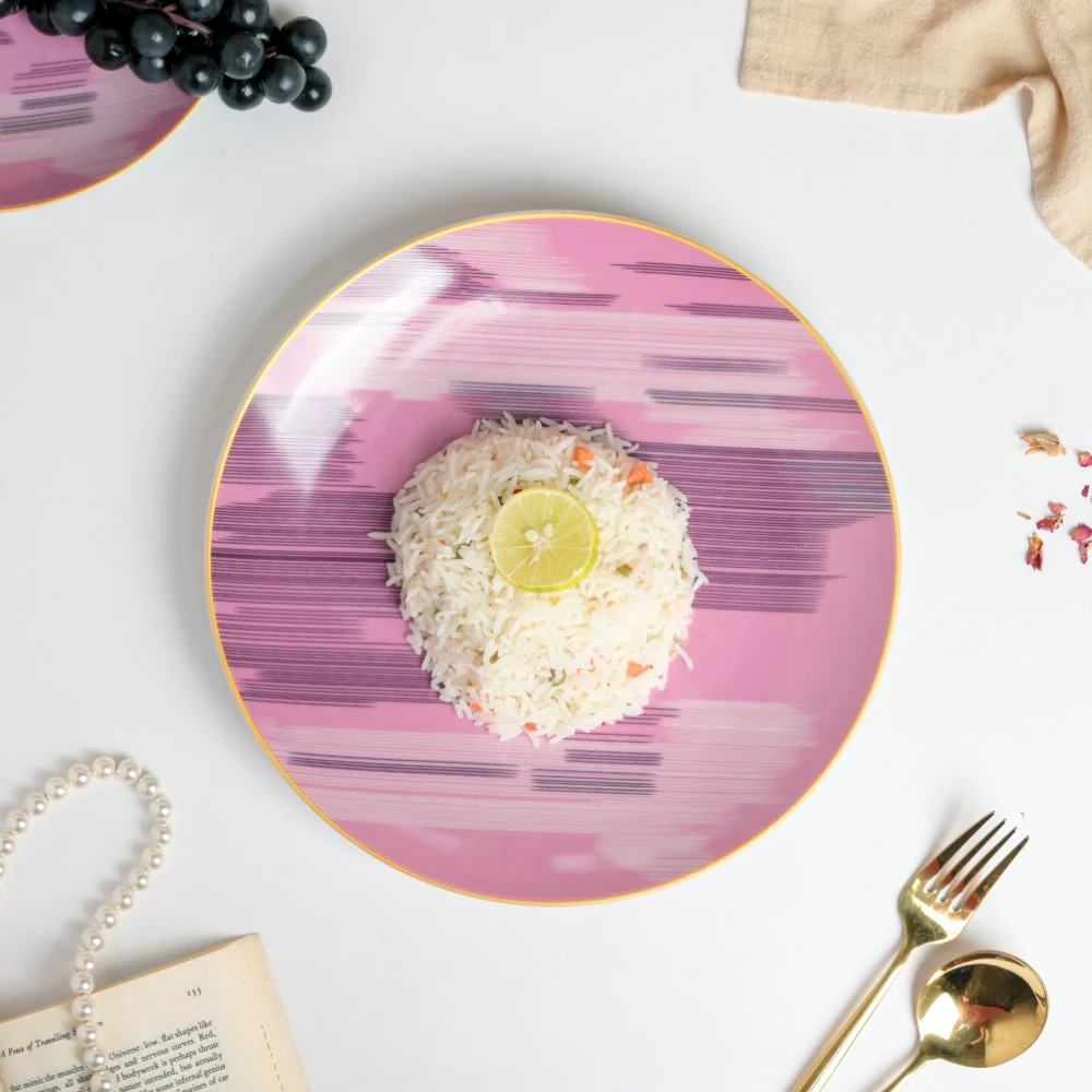 Jazz Decal Ceramic Dinner Plate Pink 10.5 Inch - Image 2